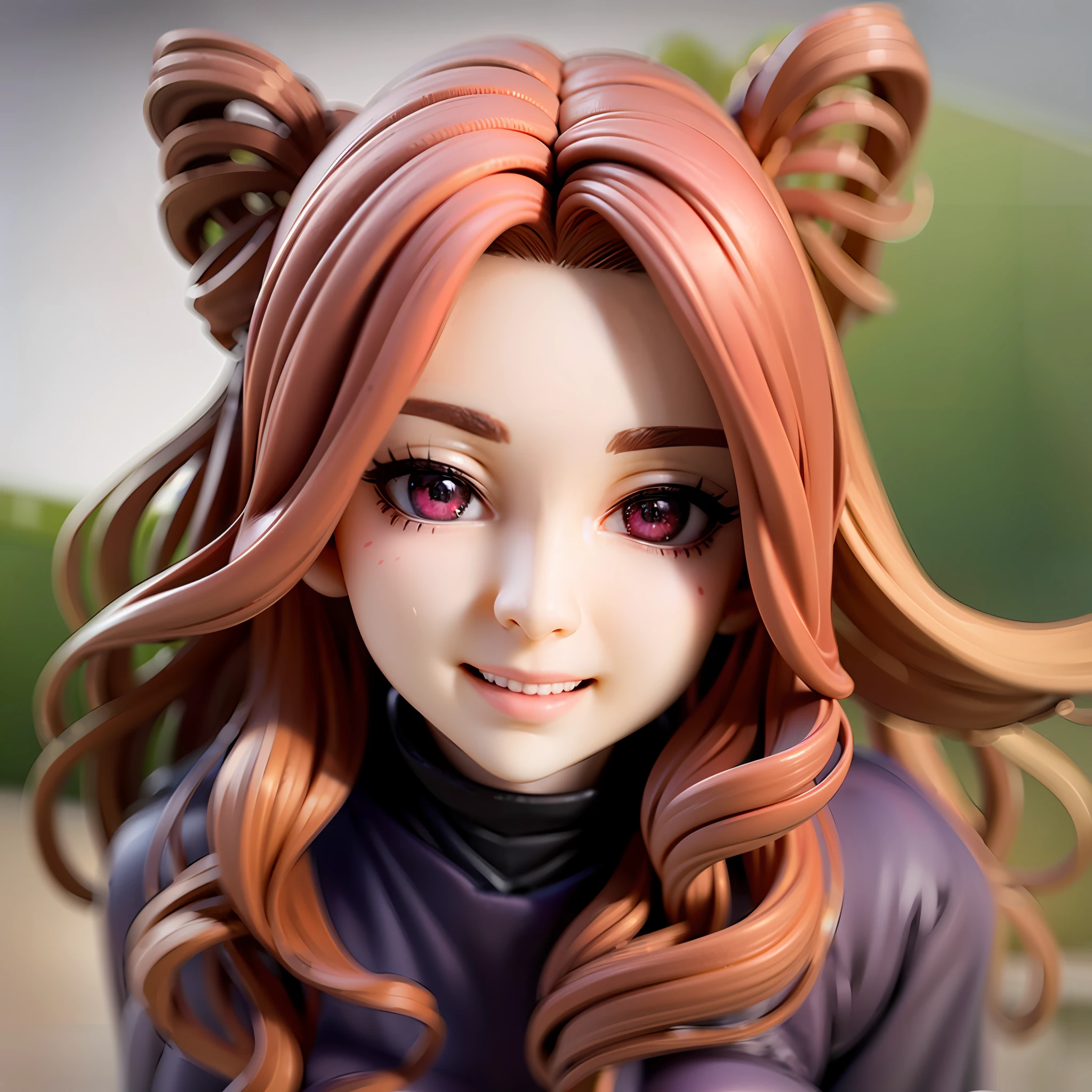 Red Hair, Casual Clothes, Hazel Eyes, Wavy Long Hair,1girl, on grass, sunlight,beautiful eye,full body, chibi, [realistic], [3d], smile, closed mouth,(8k, RAW photo, best quality, masterpiece:1.2), ultra high res, (((realistic, photo-realistic))), professional lighting, detailed lighting, professional photography, fisheye, dynamic angle, high quality, high res, extremely detailed, bloom,depth of field, sketch, sharp focus, soft lighting, good composition, god light highlight, detailed, (((photorealistic details))), detailed skin, to8contrast style