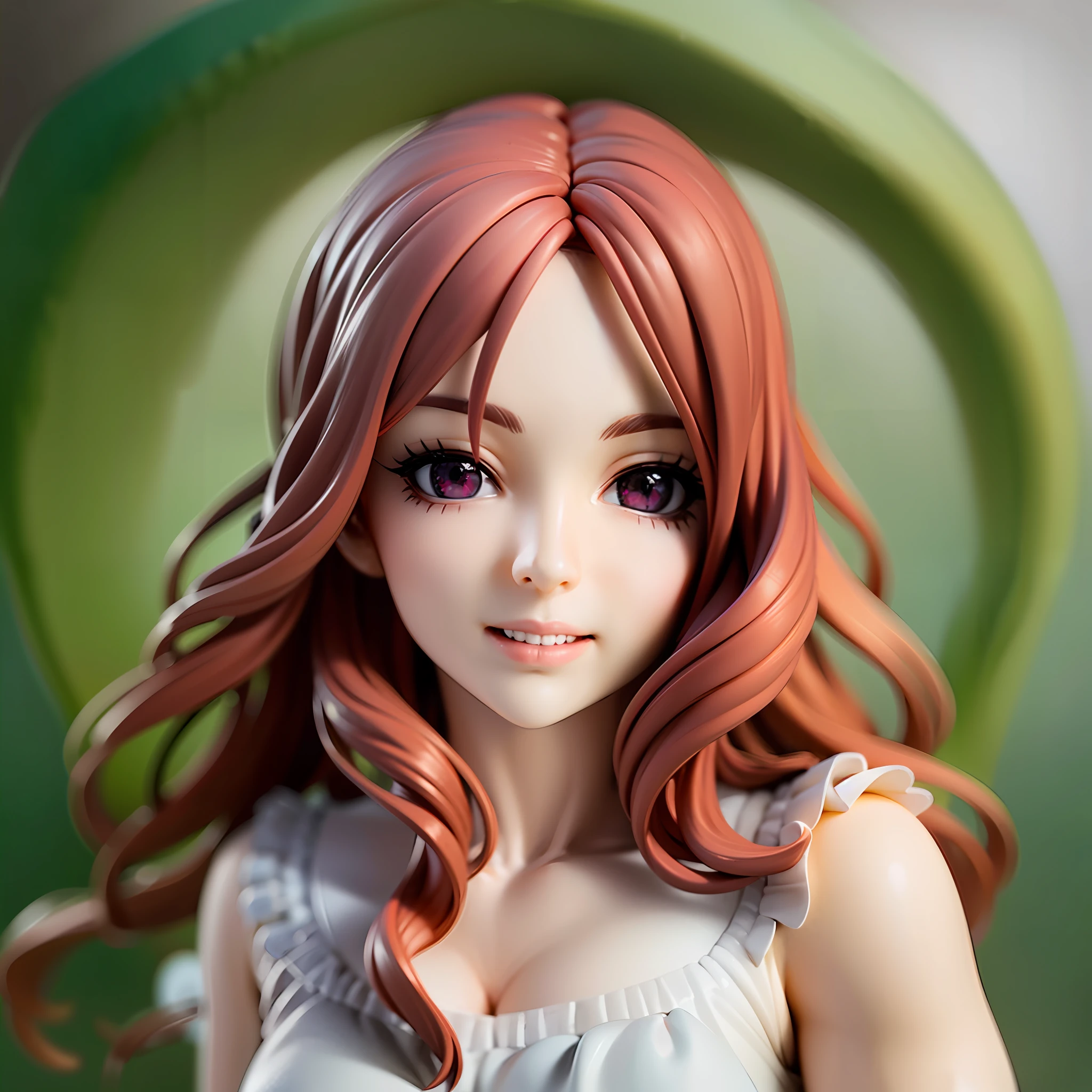 Red Hair, Casual Clothes, Hazel Eyes, Wavy Long Hair,1girl, on grass, sunlight,beautiful eye,full body, chibi, [realistic], [3d], smile, closed mouth,(8k, RAW photo, best quality, masterpiece:1.2), ultra high res, (((realistic, photo-realistic))), professional lighting, detailed lighting, professional photography, fisheye, dynamic angle, high quality, high res, extremely detailed, bloom,depth of field, sketch, sharp focus, soft lighting, good composition, god light highlight, detailed, (((photorealistic details))), detailed skin, to8contrast style