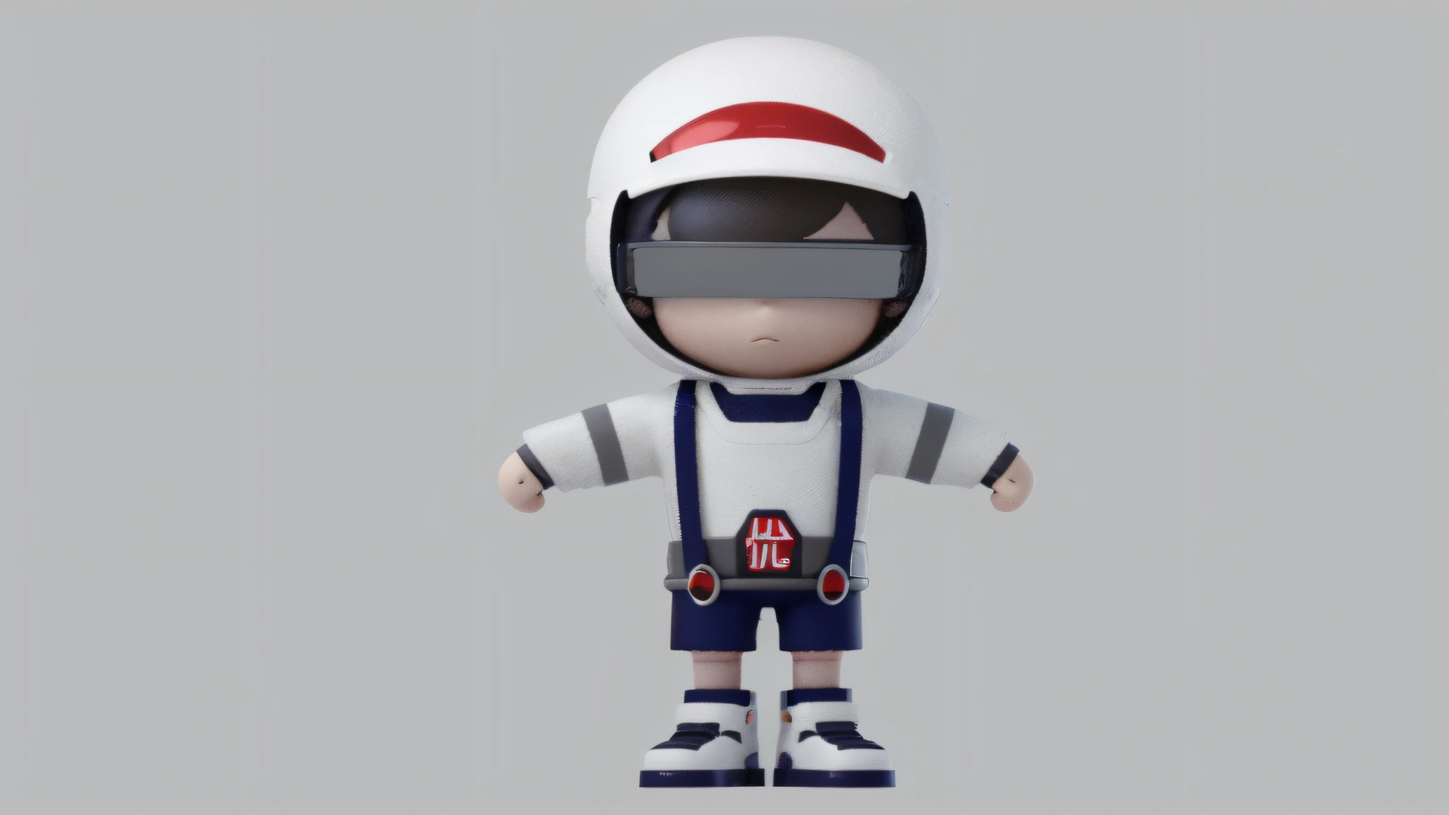 a close up of a person wearing a helmet and overalls, 3d model of a japanese mascot, toon render keyshot, full body mascot, humanoid character, 3d character, 3 d character, 3 d character render, high res render, vinyl toy figurine, toon rendering, nendoroid 3 d, full body render, anime styled 3d, merged character