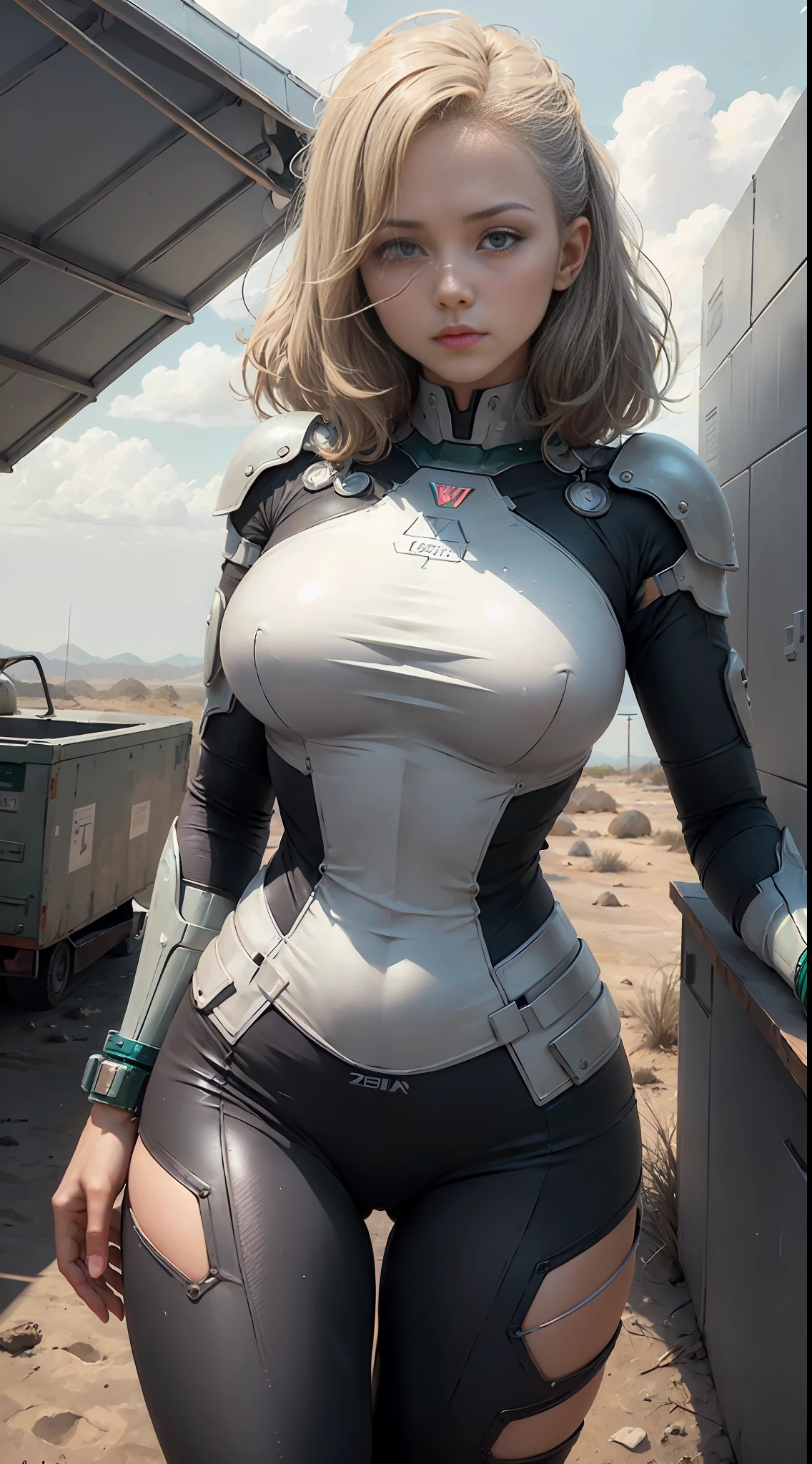 Futuristic Battle Suit, Desert, (inspired by the Avengers), Tight Gel Suit, Long Leggings, Machine Maiden, (8K, Foto RAW, FotorRealista: 1, 25), (Muito Brilho Labial, Muitos Cílios, Melhor Qualidade, Ultra Alta Resolução, Profundidade de Campo, Aberração Cromática, Luz Ampla, Cor Natural, distant images (1:2)