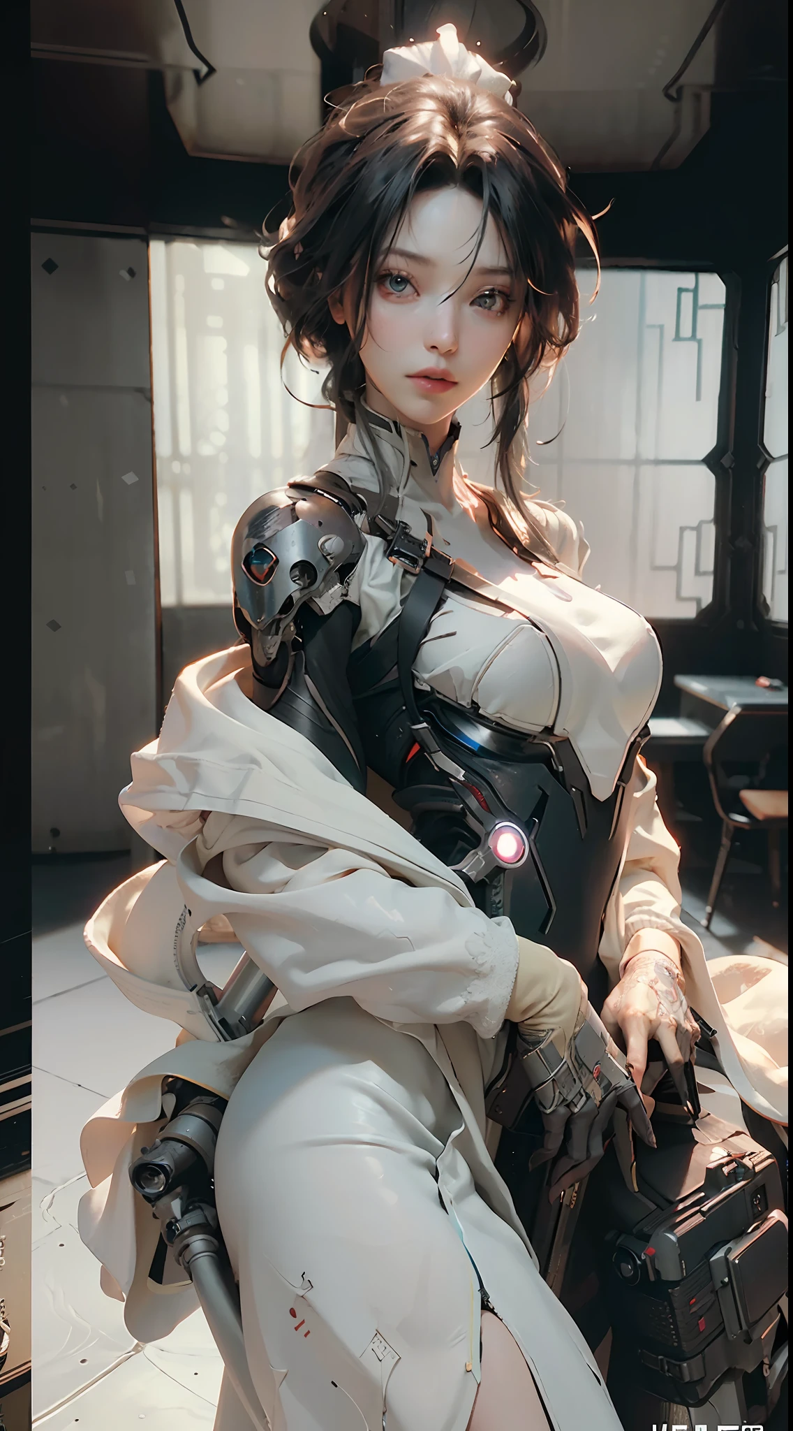((Best quality)), ((masterpiece)), (detailed:1.4), 3D, an image of a beautiful cyberpunk female,HDR (High Dynamic Range),Ray Tracing,NVIDIA RTX,Super-Resolution,Unreal 5,Subsurface scattering,PBR Texturing,Post-processing,Anisotropic Filtering,Depth-of-field,Maximum clarity and sharpness,Multi-layered textures,Albedo and Specular maps,Surface shading,Accurate simulation of light-material interaction,Perfect proportions,Octane Render,Two-tone lighting,Wide aperture,Low ISO,White balance,Rule of thirds,8K RAW,