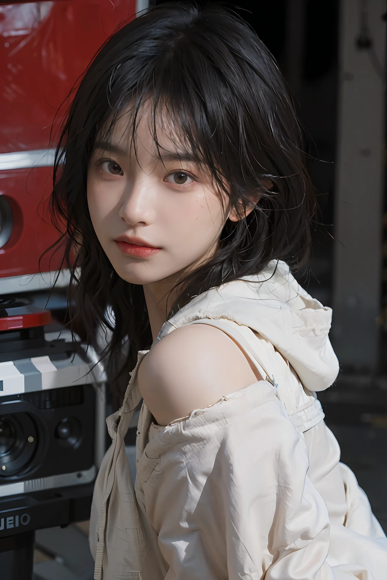 8K,Best quality, masterpiece, ultra high res, (photorealistic:1.4), raw photo, (Authentic skin texture:1.3), (film grain:1.3), (selfie angle),1girl,beautiful detailed eyes and face,masterpiece, best quality,close-up,upper bod,