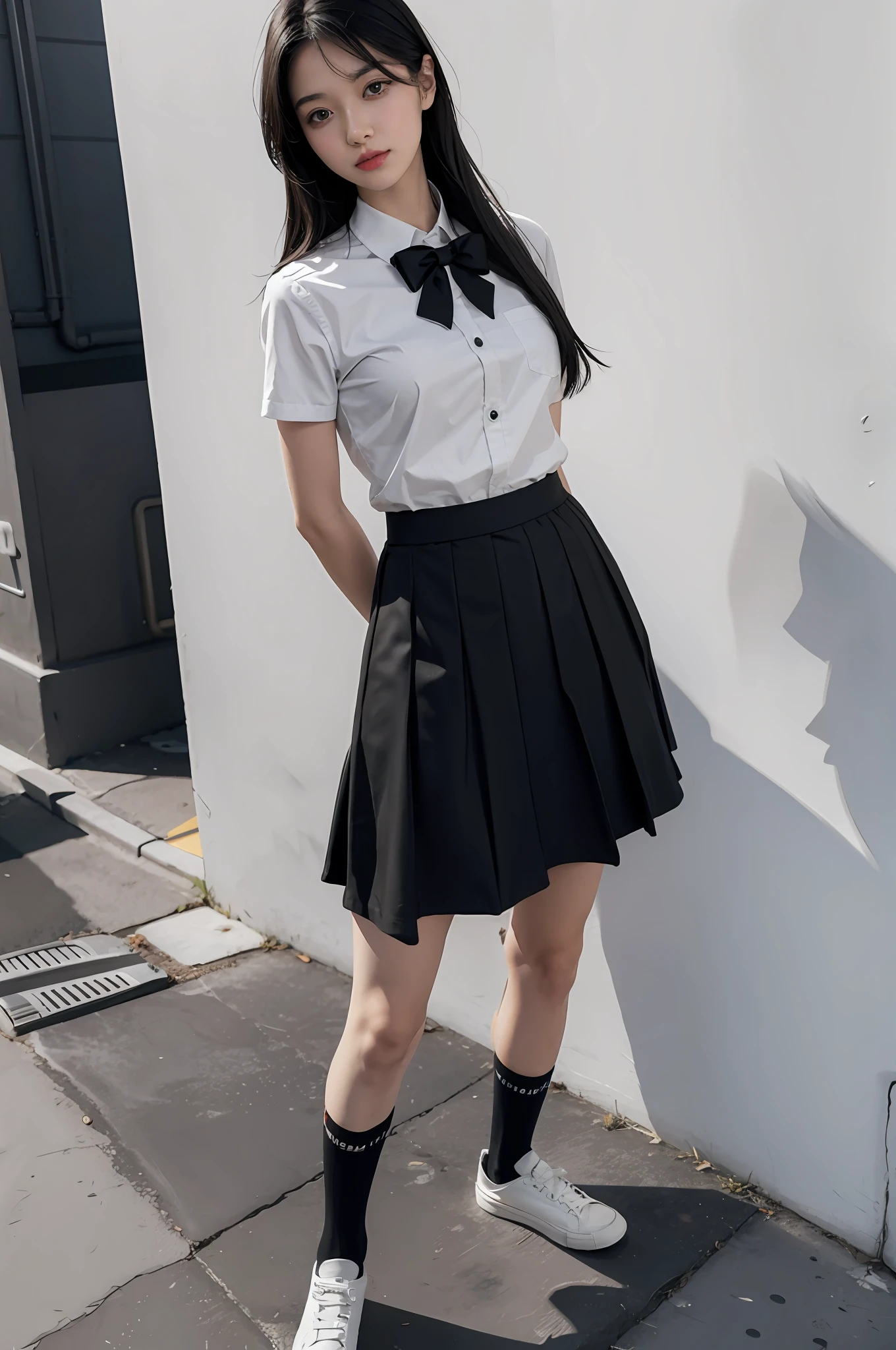 Mini skirt, high socks