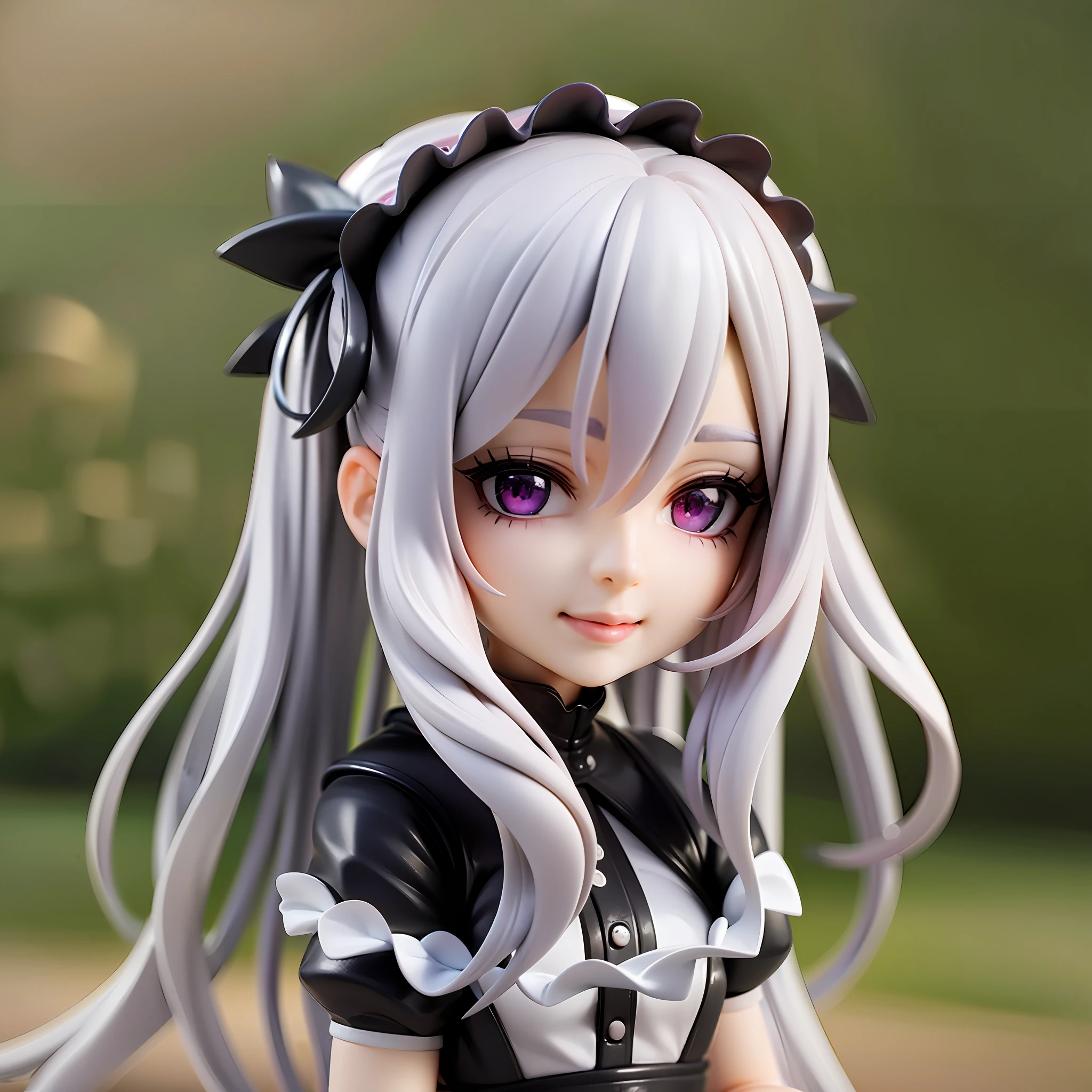 White Hair, Gothic Lolita, Purple Eyes, Straight Long Hair,1girl, on grass, sunlight,beautiful eye,full body, chibi, [realistic], [3d], smile, closed mouth,(8k, RAW photo, best quality, masterpiece:1.2), ultra high res, (((realistic, photo-realistic))), professional lighting, detailed lighting, professional photography, fisheye, dynamic angle, high quality, high res, extremely detailed, bloom,depth of field, sketch, sharp focus, soft lighting, good composition, god light highlight, detailed, (((photorealistic details))), detailed skin, to8contrast style