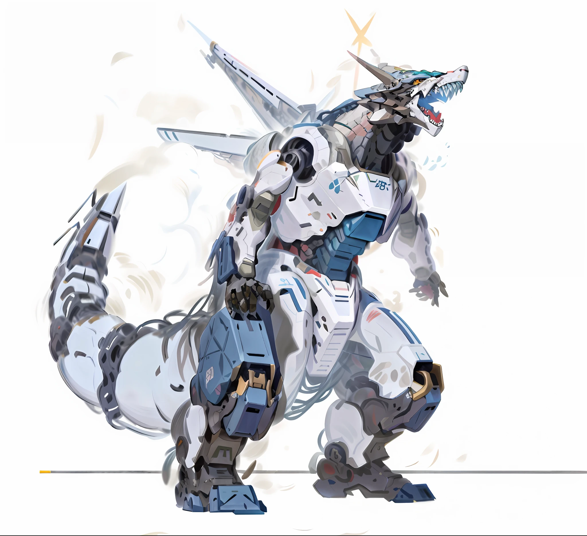 Giant white robot cartoon close-up, concept art of Akihiko Yoshida, pixiv competition winner, Shin hanga, zoids art, mecha animal, well-armored mecha dragon, plant dragon robot, mecha style Greek god, cool mecha style, robot mecha female dragon head, modern mecha anime, Japanese mecha --auto --s2
