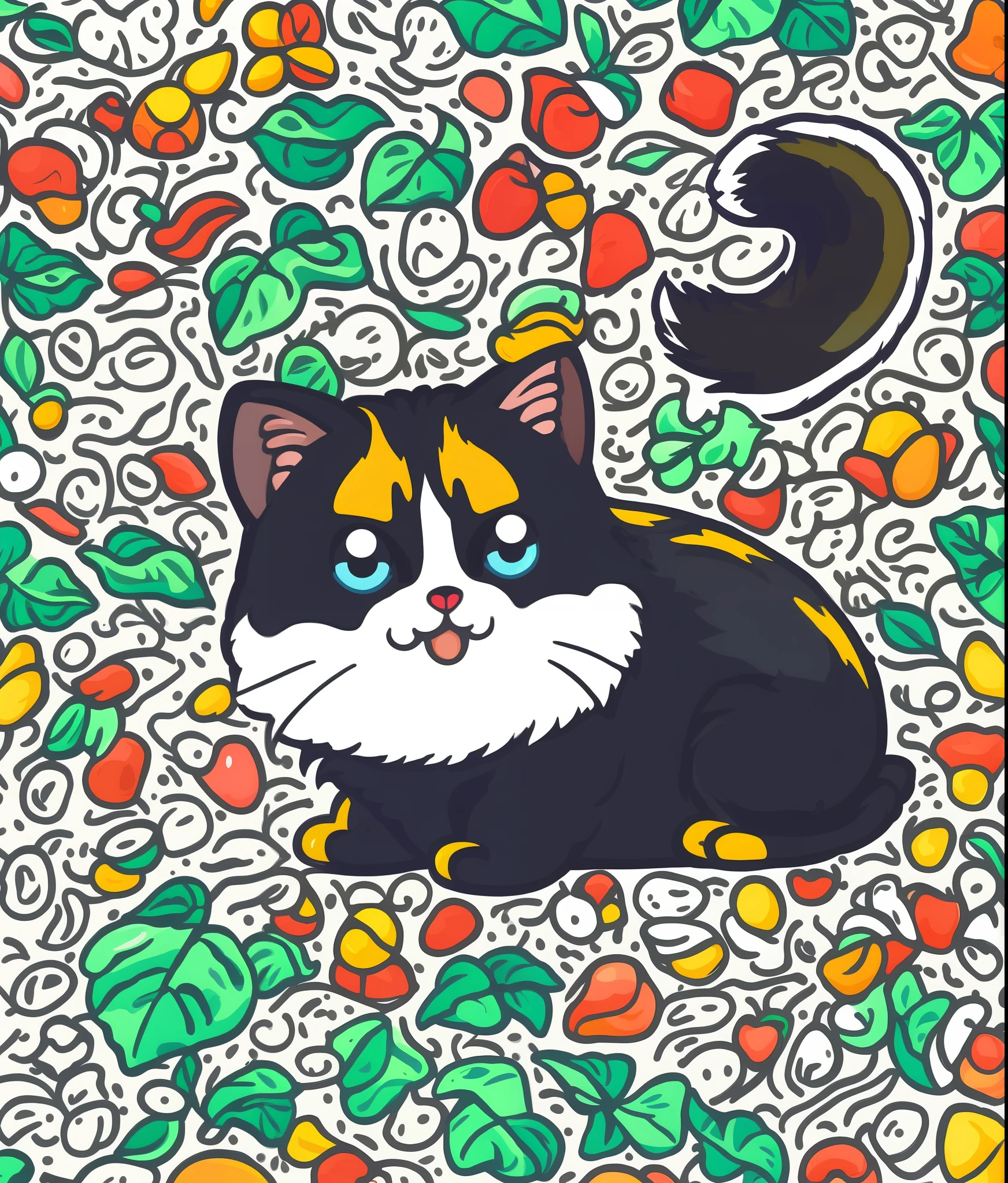 stickers, in the style of Studio Ghibli, vivid and cute kitten head, fantasy flower splash, vintage t-shirt design, dynamic flora pastel tetradic color, 3D vector art, cute and quirky, fantasy art, watercolor effect, bokeh, adobe illustrator, hand drawn, digital painting, low poly, Soft lighting, bird's-eye view, isometric style, retro aesthetics, detailed illustrations with a focus on characters, 4K resolution, photorealistic rendering, using cinema 4D