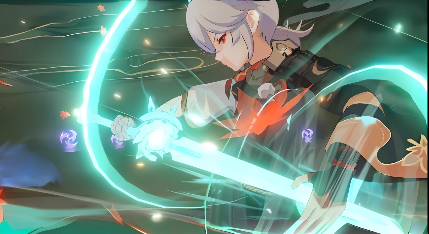 a close up of a person holding a sword in a room, ayaka genshin impact, ayaka game genshin impact, genshin impact character, keqing from genshin impact, video game genshin impact, zhongli from genshin impact, genshin impact style, genshin impact, genshin, wielding a magical sword, thancred waters