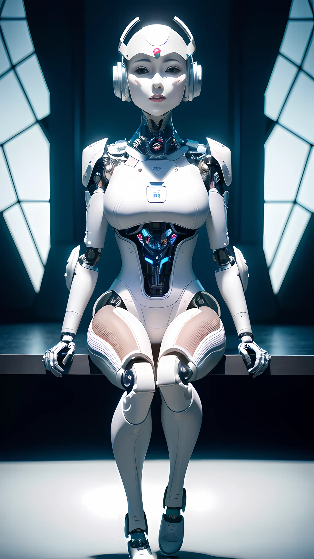 Intricate 3d rendering of highly detailed beautiful ceramic silhouette female robot face, robot, robot part, 150 mm, beautiful studio soft light, rim light, vibrant details, luxurious cyberpunk, lace, surreal, anatomy, facial muscles, cables wires, microchip, elegant, beautiful background, octane rendering, HR Giger style, 8k, best quality, masterpiece, illustration, very delicate and beautiful, very detailed, CG, unity, wallpaper , (fidelity, fidelity: 1.37), amazing, fine detail, masterpiece, best quality, official art, very detailed cg unity 8k wallpaper, absurd, unbelievably absurd, robot, silver helmet, full body, sitting write