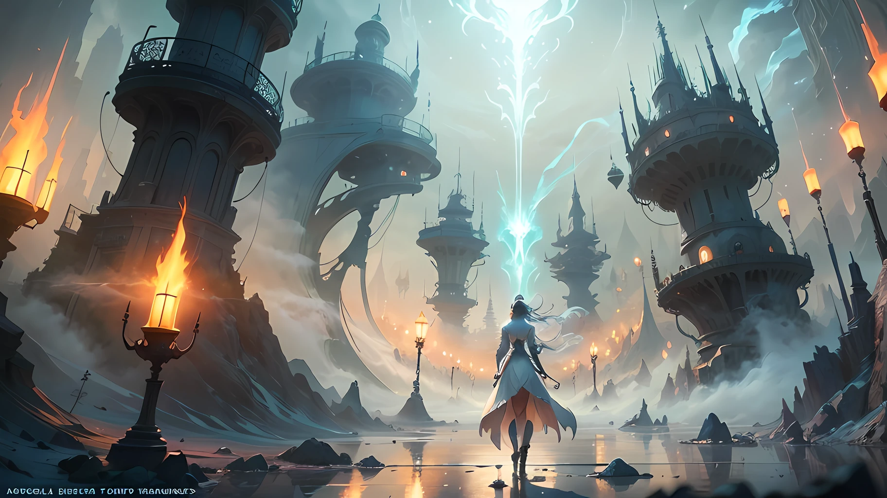 a woman in a white dress is standing in smoke, fantasy art style, digital art fantasy, digital art fantasy art, fantasy woman, ethereal fantasy, moody misty fantasy art, digital 2d fantasy art, guweiz, digital fantasy art ), trending digital fantasy art, fantasy digital art, anime fantasy illustration, art cover, beautiful fantasy art, beautiful character painting --auto --s2