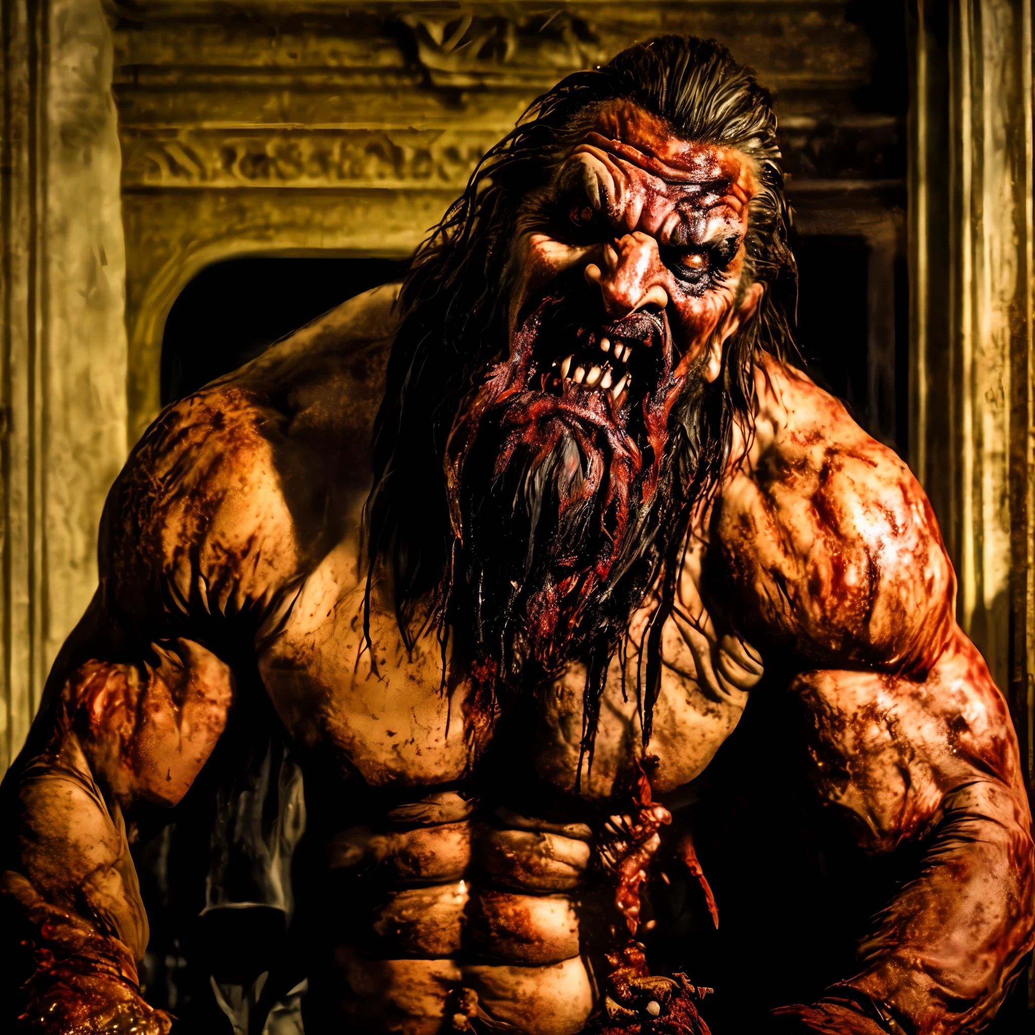 Bloody monster, king of hell, (masterpiece, Extremely detailed, super realistic:1.2),