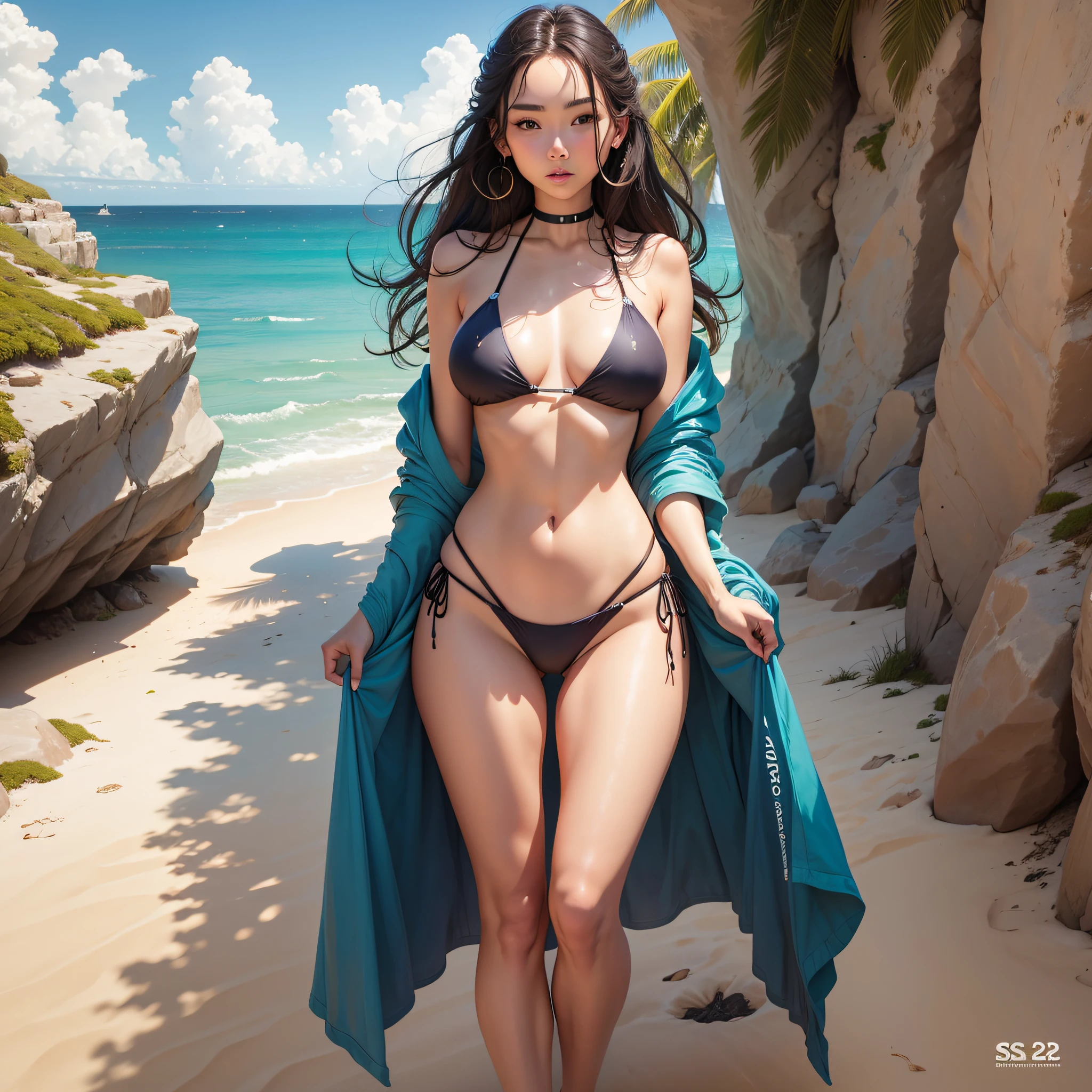 Covers only by the sea, swimwear, bikini, beauty graceful posture --auto --s2