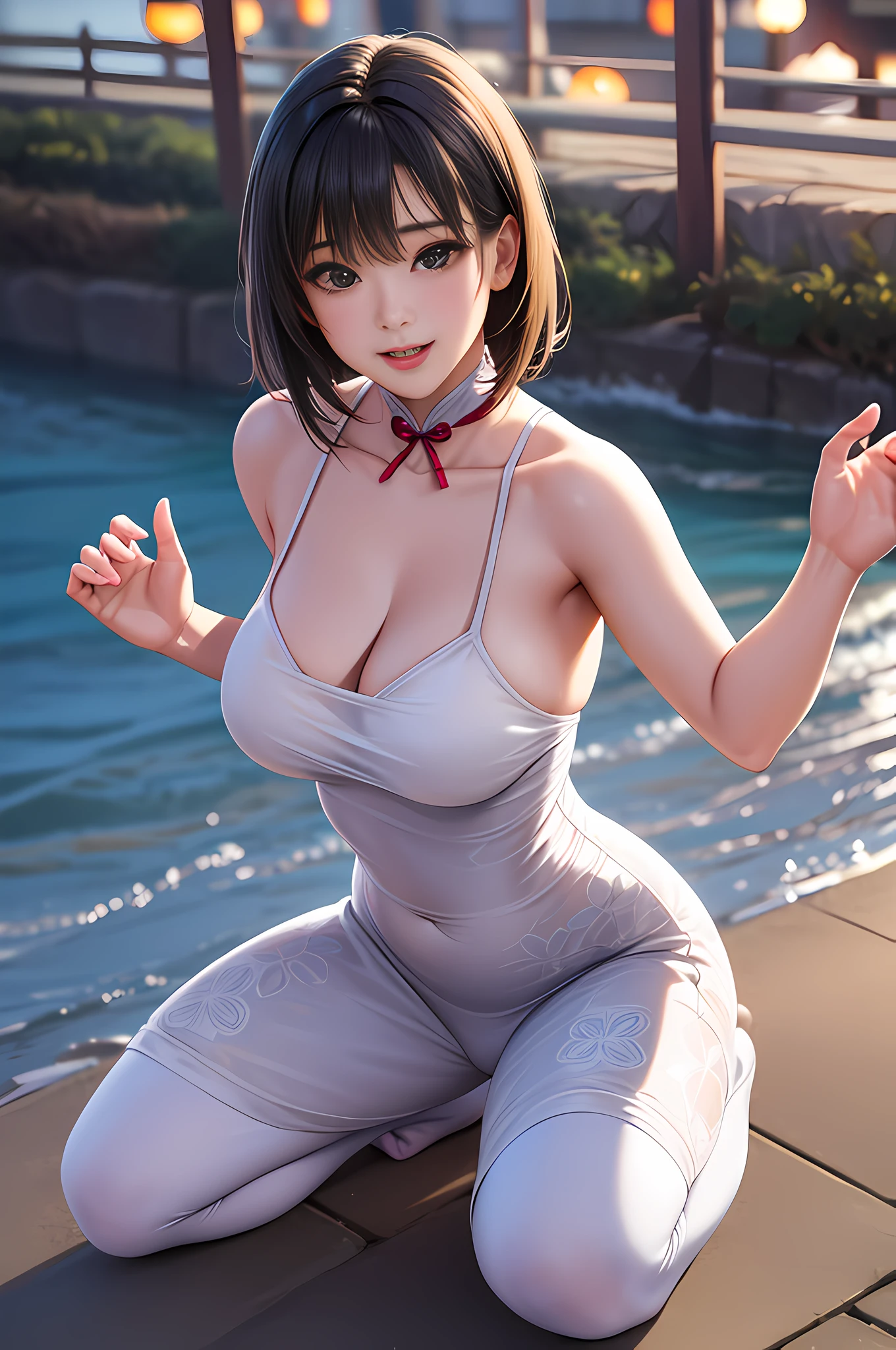 Yumi Hiromi, Japan sexy swimsuit pictures, Japan amateur, amateur big, Japan nude photos, beach bikini photos, 1girl, short hair, breasts, arms raised, smile, cleavage, brown eyes, (1 girl), solo, (8k, raw photos, best quality, masterpiece: 1.2), (photorealistic: 1.37), (exquisitely detailed), ultra_color, (real), High Quality, Ultra Detail, (Realistic Skin), (Complex Detail), (beautiful_detailed_light), Lens Flare, ultra_color, (shining_particles), (bright_dust_particles), Professional Lighting, Photon Mapping, High Resolution, Very Detailed, Cinematic Lighting, (Beautiful Big Eyes), green_eyes, Cute face, Blushing face, Light smile, High nose bridge, [:(More face: 1.2):0.2], shiny eyes, (PureErosFace_V1:0.2), (ulzzang-6500:0.8), (30-year-old beautiful Japan woman), (face with perfect proportions), (high nose), beautiful composition, (slender), dark skin, (cute_belly:1.2) (cleavage: 1.5), lovely hands, perfect hands, ((Zonge cover, grab breasts, landscape, rock, countryside))), (Huge breasts: 1.2), watch viewers, dynamic poses, neon lights, glowing particles, steamed bodies, (shiny skin), (smile: 1.1), blush, (Best quality, 8k, Masterpiece, UHD: 1.2),Photo of Pretty Japanese school girl,swimsuit, (realistic, photo-realistic:1.37), (masterpiece), (best quality:1.4), (ultra high res:1.2),(RAW photo:1.2), (sharp focus:1.3), (face focus:1.2), vibrant details, hyperrealistic, (elegant), (full body:1.3),Pretty japanese woman,slim,slender waist,medium hair,(wearing detailed cheongsam:1.5), (25yo:1.1), (happy smile:1.35), BREAK, ((Chinatown at beautiful night background)),scenery, bangs, beautiful detailed eyes, makeup, looking at viewer, (cute), (soft lighting), finely detail,
