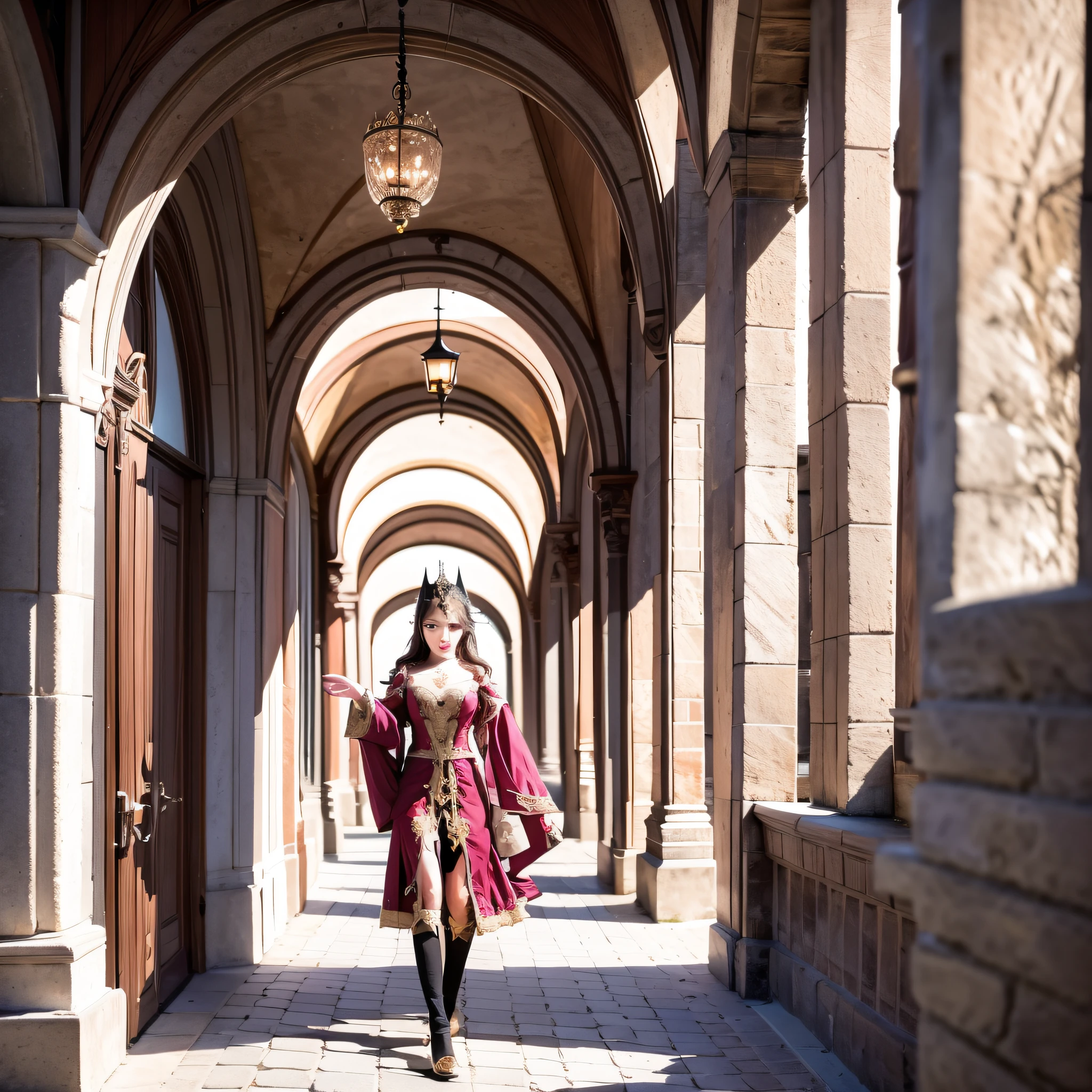 The teenager strolls, dressed in ancient costume, elegant and noble --auto --s2