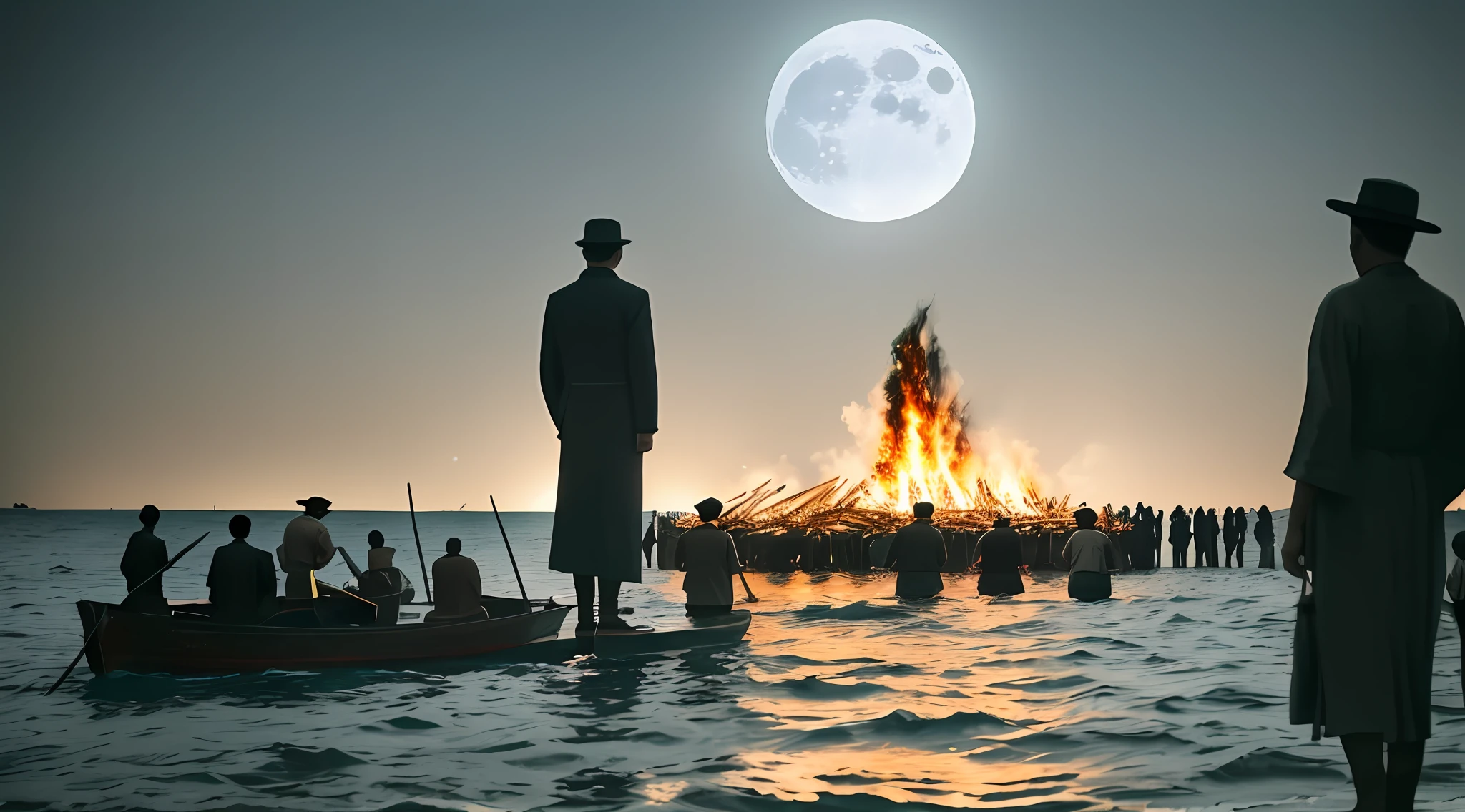 Pure white moon, realistic