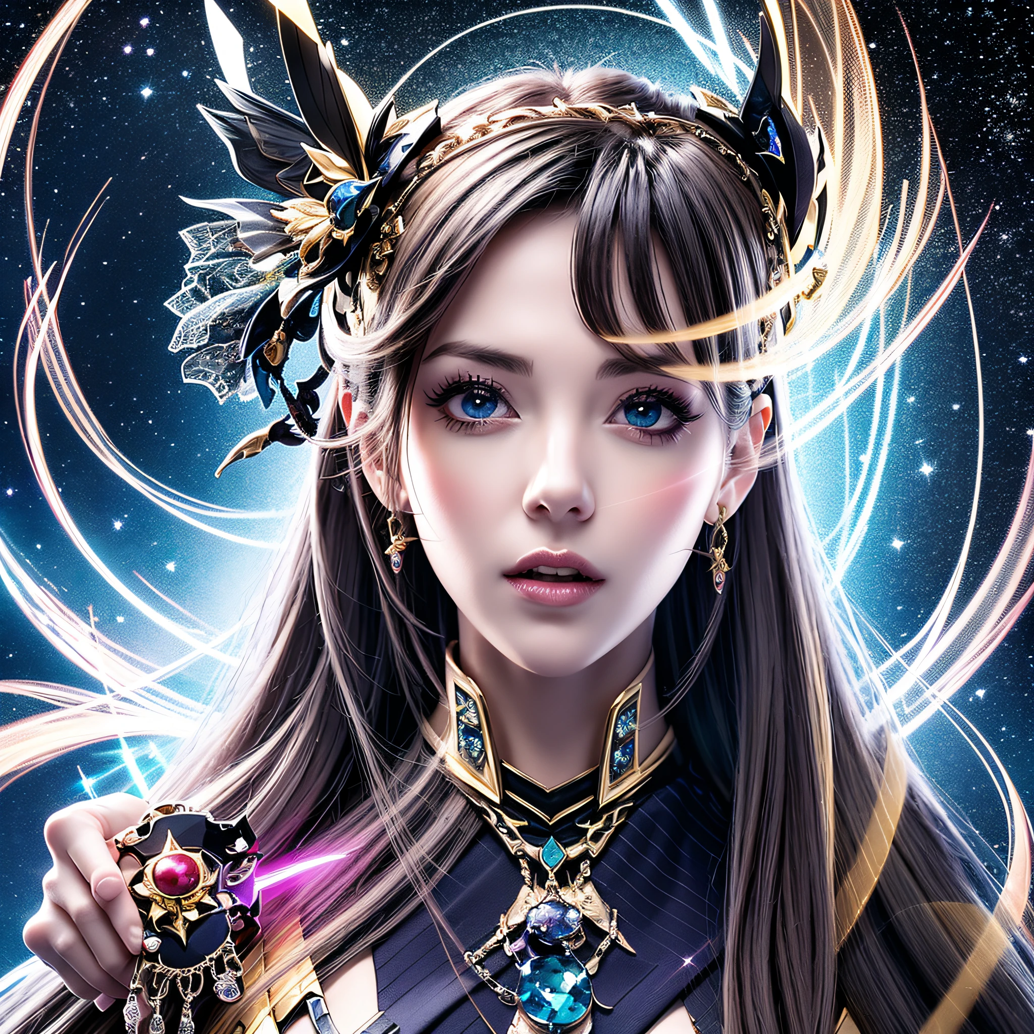 front shot of a court jester character fine portrait fine portrait mesmerizing fractal hyper cubes platinum cracked dark future hyper dimensional space galactic crystal shard nebula edges elegant detailed intricate concept artstation sharp focus ray tracing cinematic masterpiece octane render nvidia temporal corruption beeple wlop lok du germ gustave dore 8 4 k scifi