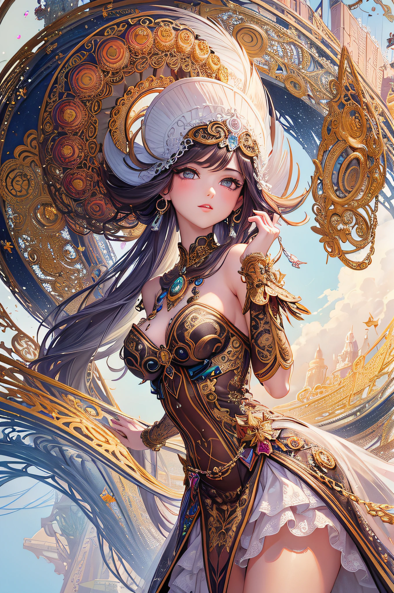 (Masterpiece, Top Quality, Best Quality, Official Art, Beauty and Aesthetics: 1.2), (1girl), Extreme Detail, (Fractal Art: 1.3), Colorful, Sexy, Most Detailed