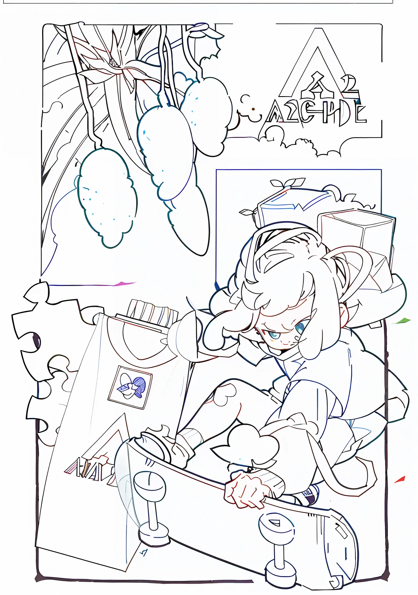 For children's coloring, colored paper, illustration, comic and publishing art styles, use clean lines, detailed fandom, full-page illustrations, and stylized comic art to produce a clear and clear quality drawing.
