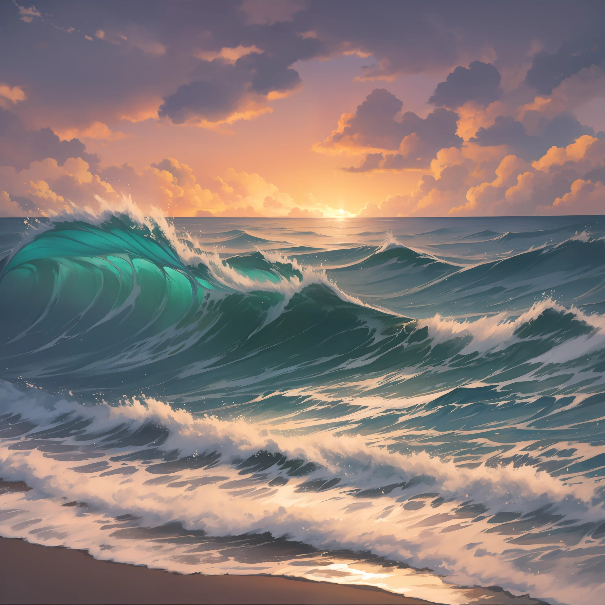 The sea, the waves, the clouds, a ray of sunshine --auto --s2