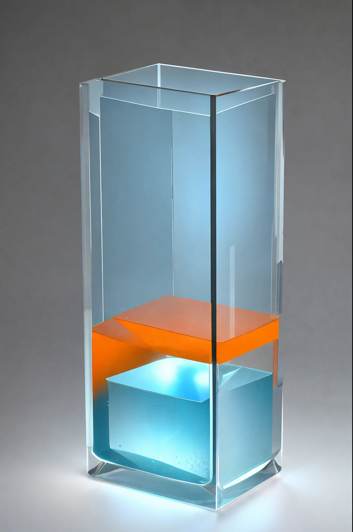 best quality, many details,4k,blender,octane render,C4D,transparent glass texture,DDicon,blue|orange, frosted glass, transparent technology sense, industrial design,white background,studio lighting, sunshine,flat, minimal,quasi-object，axisymmetric，Data, cylinder,file,
