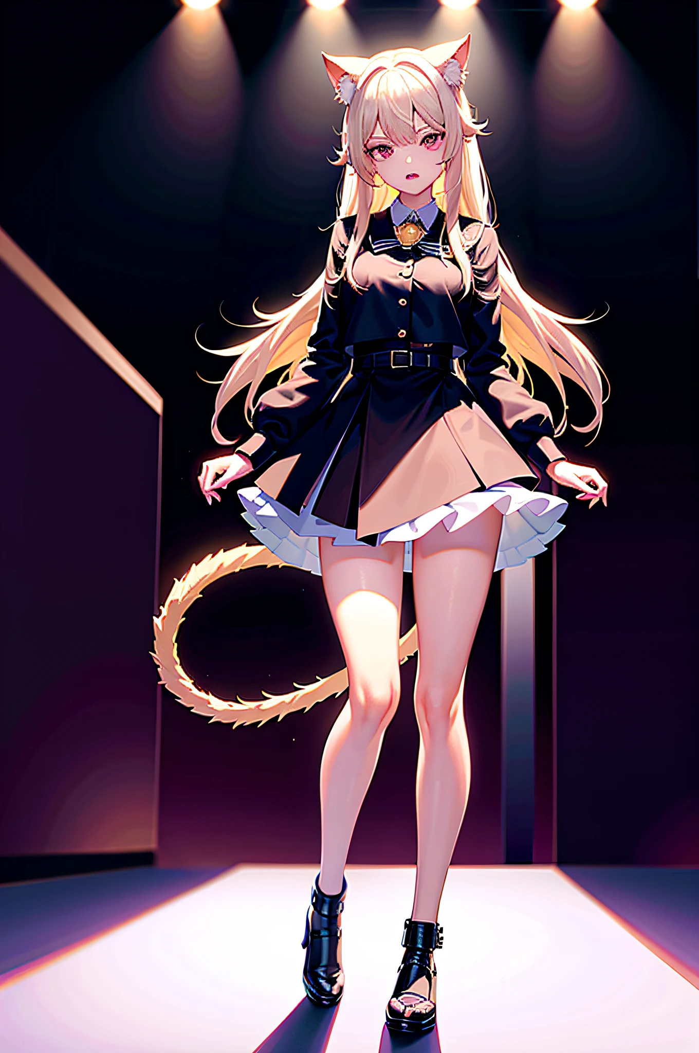 best quality, super high resolution, 1girl, school uniform, cat ears, cat tail, short skirt, black necklace, cute, (kpop idol), (igyosar:1), (platinum blonde:1), (puffy eyes)), looking at the audience, full body, holding hands, facing side, classroom, best quality, super high resolution, 2girl, school uniform, cat ears, cat tail, short skirt, black necklace, cute, (kpop idol), (igyosar:1), (platinum blonde: 1), (puffy eyes)), looking at the audience, full body, holding hands, facing sideways, classroom, masterpiece, best quality, bone-in translucent skin, mechanical, top quality