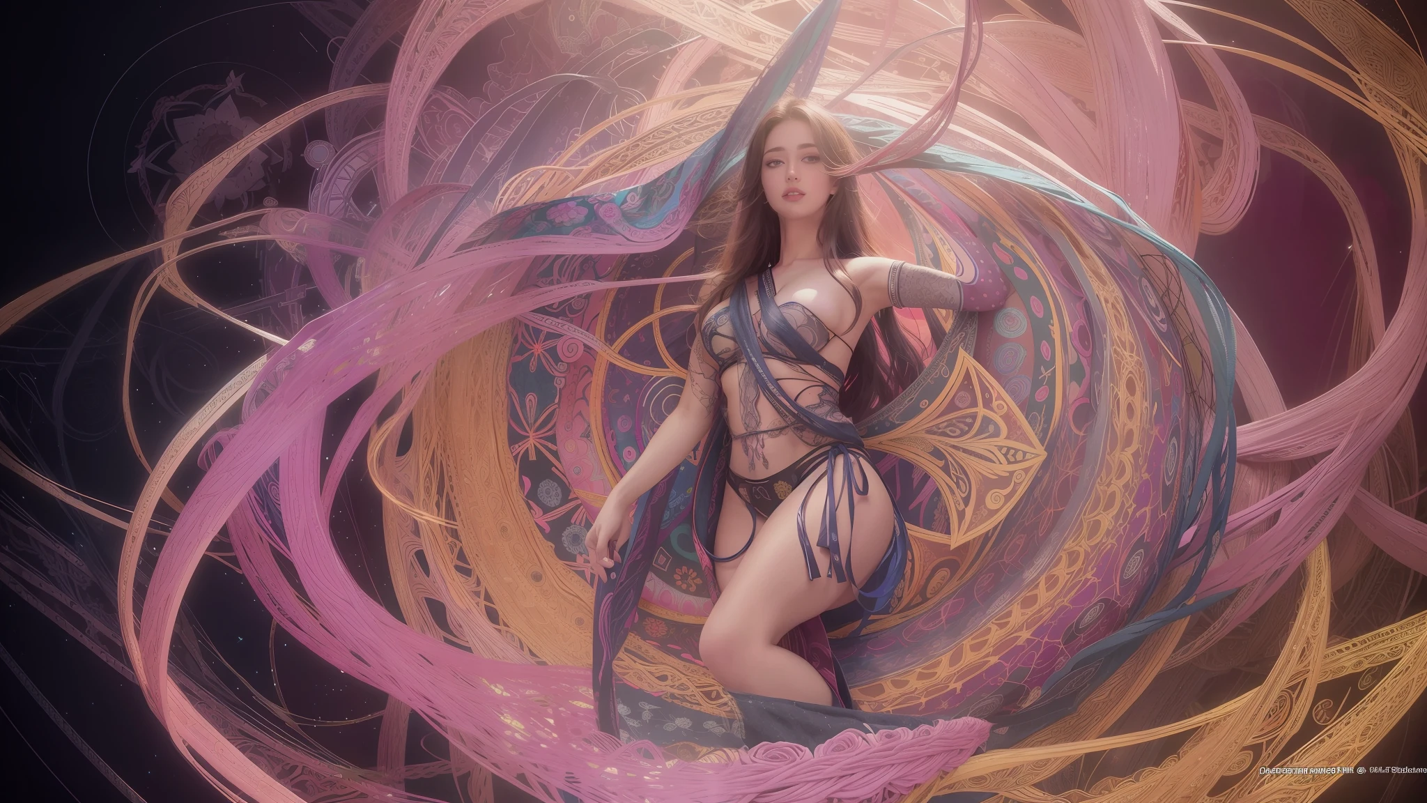 official art, unity 8k wallpaper, ultra detailed, beautiful and aesthetic, beautiful, masterpiece, best quality, (zentangle, mandala, tangle, entangle), (ecstasy of flower:1.2) , dynamic angle, cowboyshot, the most beautiful form of chaos, elegant, a brutalist designed, vivid colours, romanticism, atmospheric