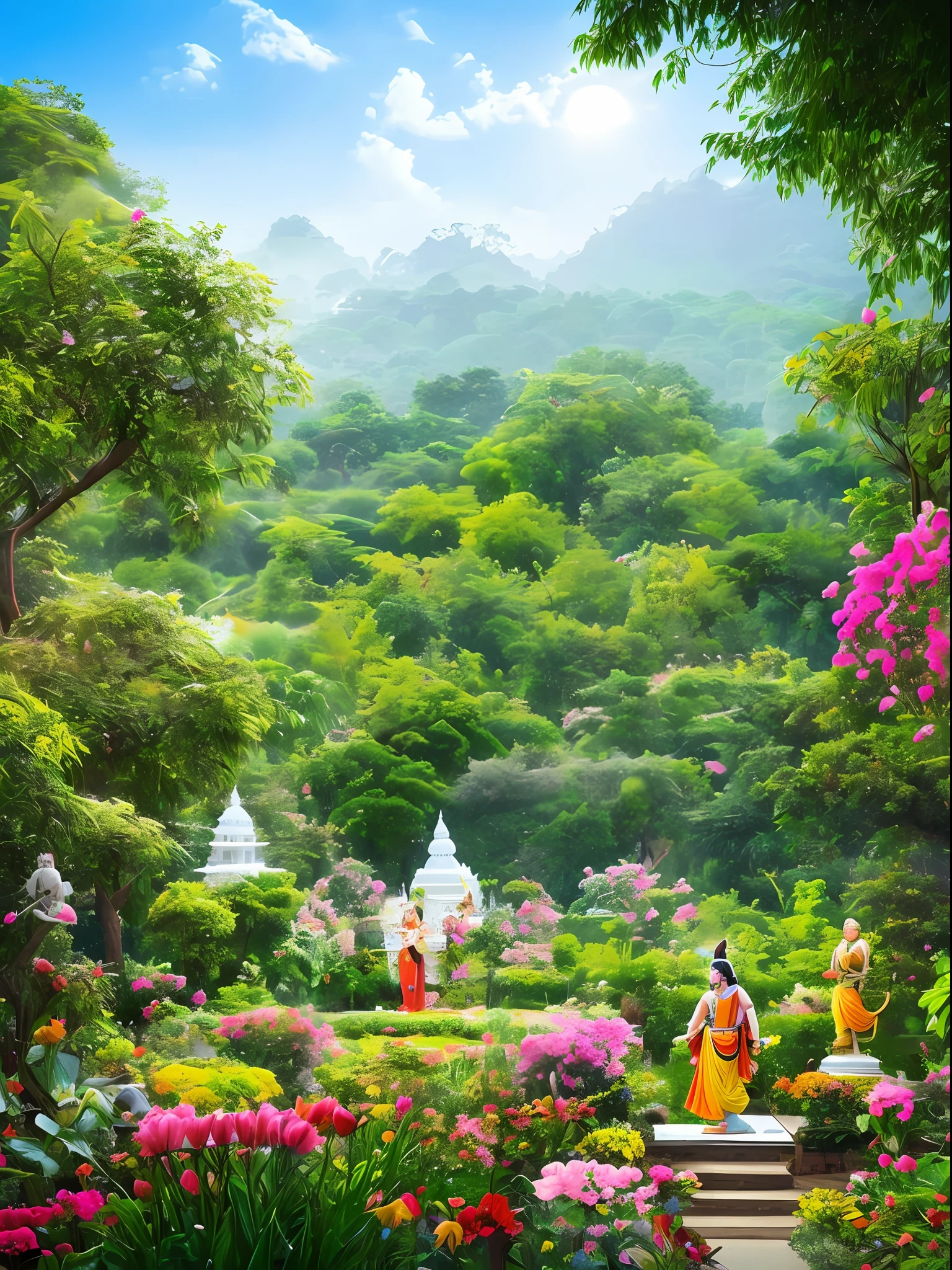 Lord Krishna in garden morning view
