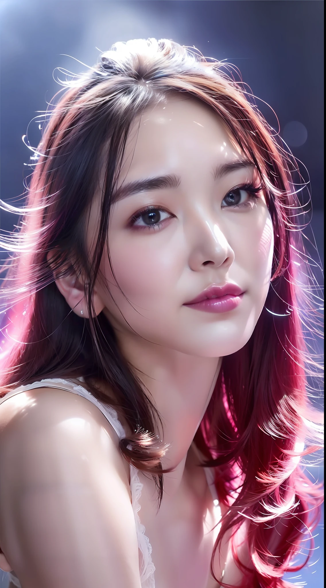 (8k, RAW photo, photorealistic:1.25) ,( lipgloss, eyelashes, gloss-face, glossy skin, best quality, ultra highres, depth of field, chromatic aberration, caustics, Broad lighting, natural shading,Kpop idol) looking at viewer with a serene and goddess-like happiness, boobs, nipslip, fullbody