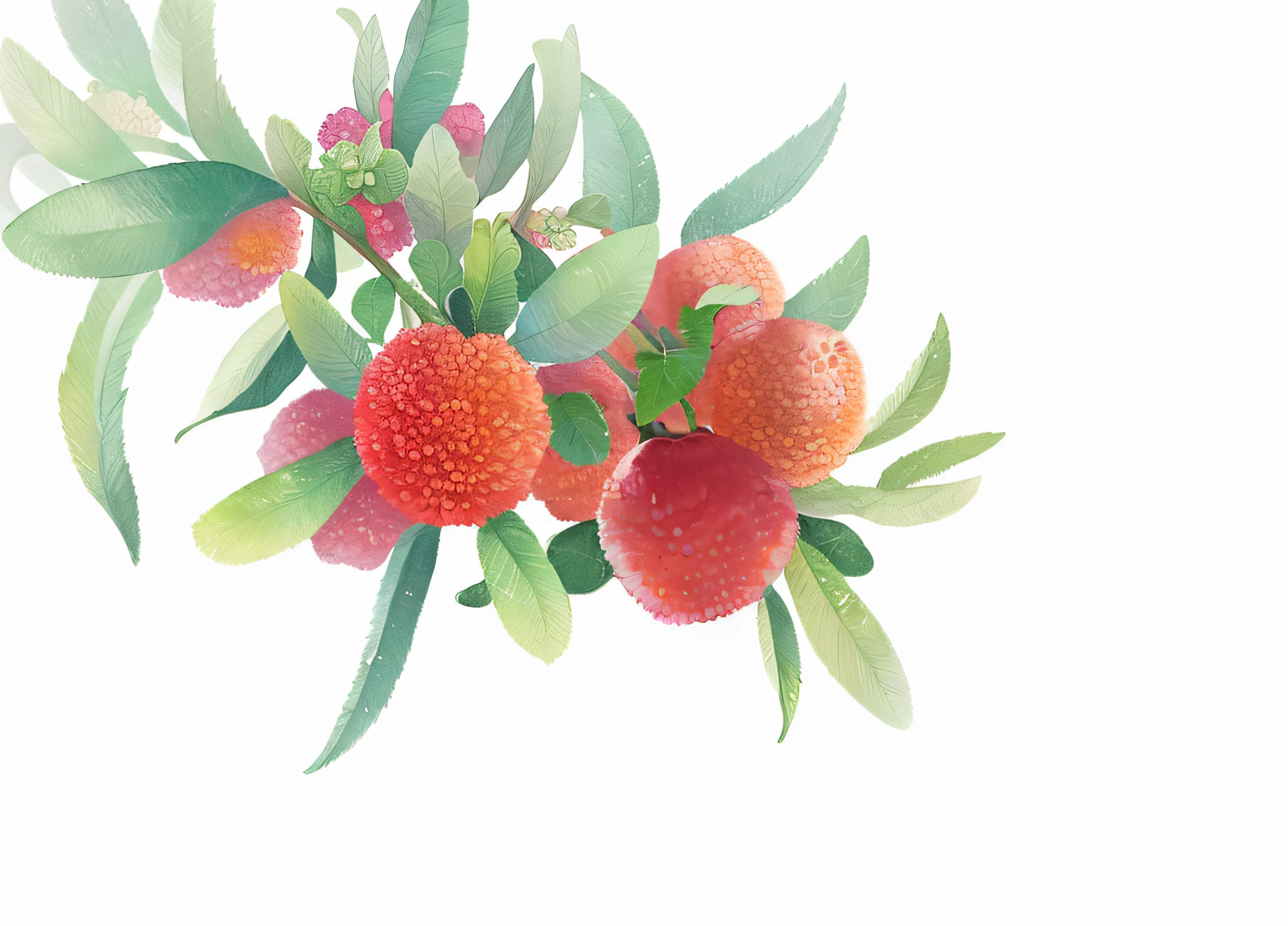 Arbutus decoration, fruit, painted image, artist rendition, Coxcomb, digital rendering, digital rendering, digital painting, F4, F4, arbutus --auto --s2