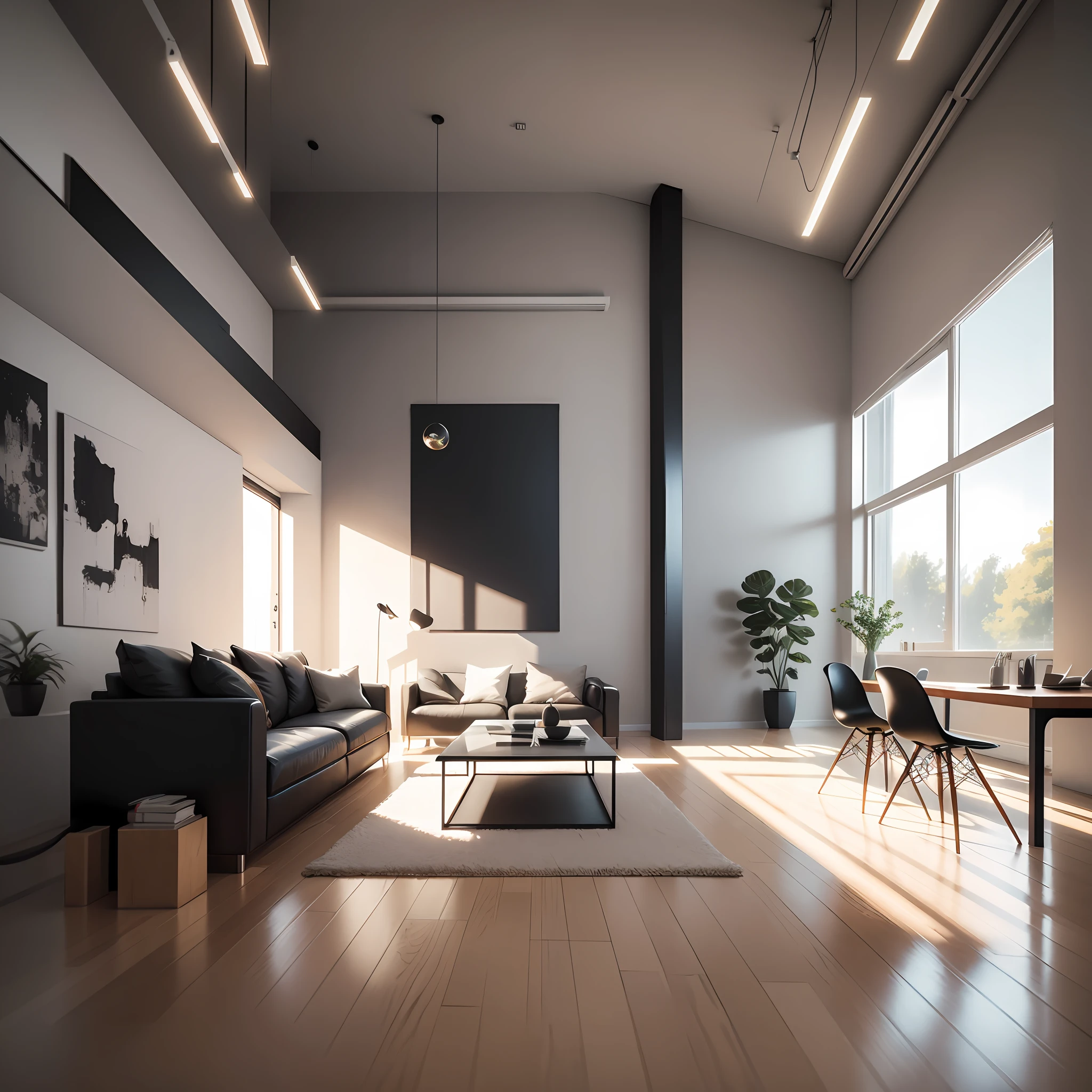 Interior scene, bright lighting, modernist interior, daytime, modern minimalist decoration style, famous interior design masterpiece, ultra HD, real shooting style