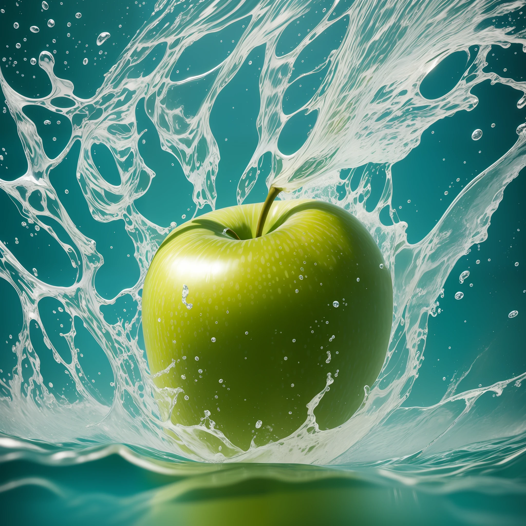 fresh apple seamless background, dropped in the water, soft shadows, shot using a leica camera, iso 200, professional color grading, high-end retouching. food magazine photography, award winning photography, commercial photography, clean sharp focus, top down view, advertising photography, --ar 2:1 --s 500 --uplight --v 5