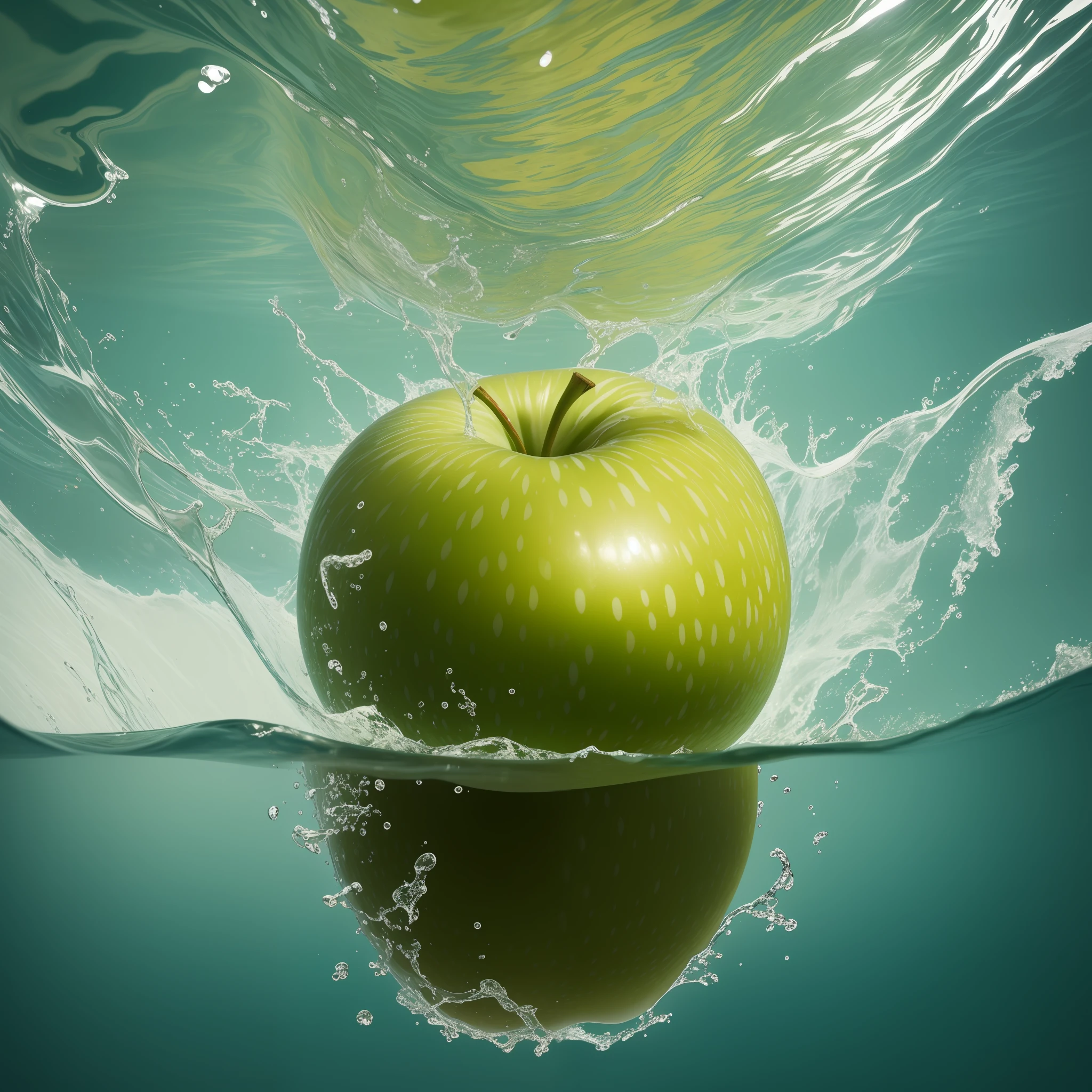 fresh apple seamless background, dropped in the water, soft shadows, shot using a leica camera, iso 200, professional color grading, high-end retouching. food magazine photography, award winning photography, commercial photography, clean sharp focus, top down view, advertising photography, --ar 2:1 --s 500 --uplight --v 5