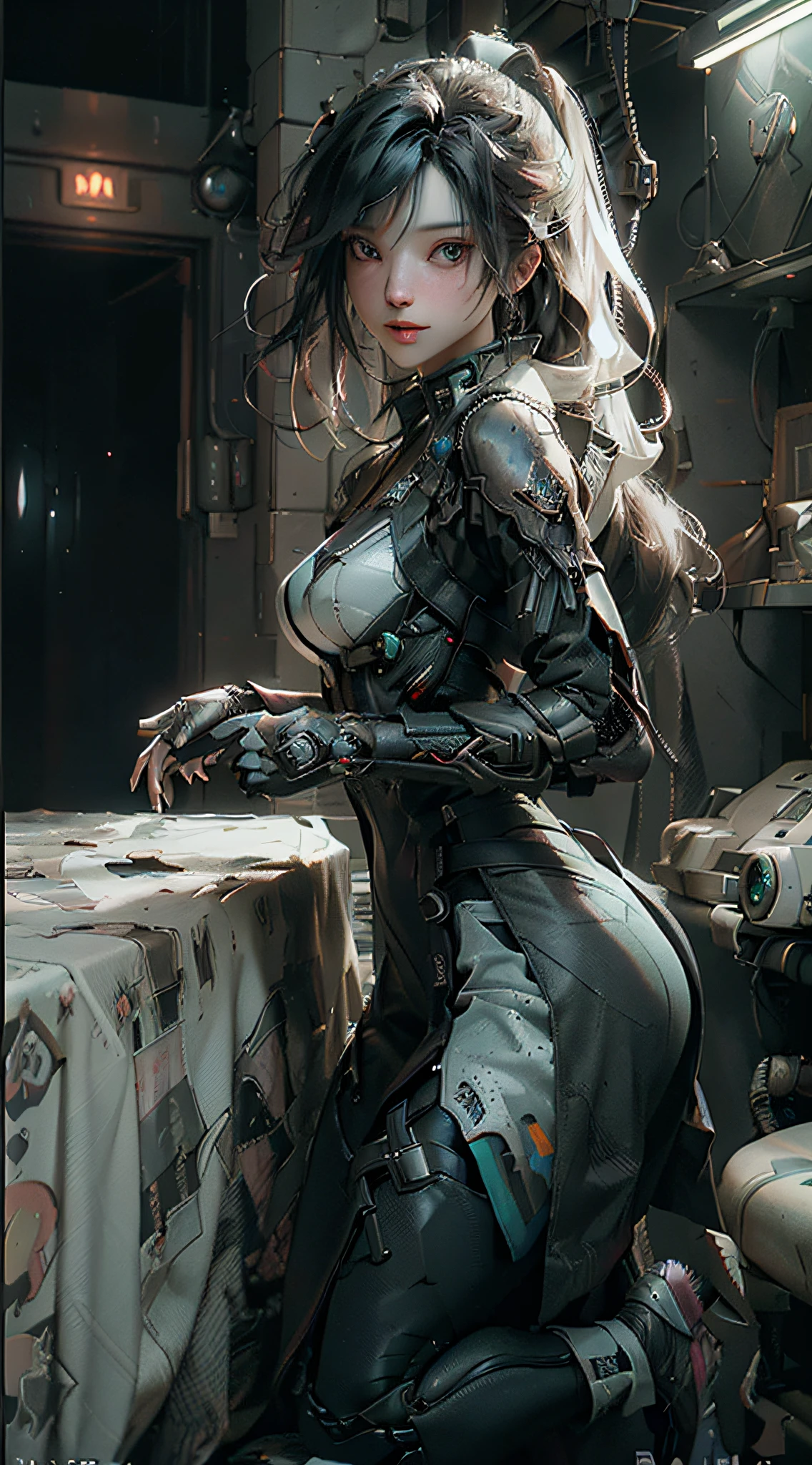 ((Best quality)), ((masterpiece)), (detailed:1.4), 3D, an image of a beautiful cyberpunk female,HDR (High Dynamic Range),Ray Tracing,NVIDIA RTX,Super-Resolution,Unreal 5,Subsurface scattering,PBR Texturing,Post-processing,Anisotropic Filtering,Depth-of-field,Maximum clarity and sharpness,Multi-layered textures,Albedo and Specular maps,Surface shading,Accurate simulation of light-material interaction,Perfect proportions,Octane Render,Two-tone lighting,Wide aperture,Low ISO,White balance,Rule of thirds,8K RAW,