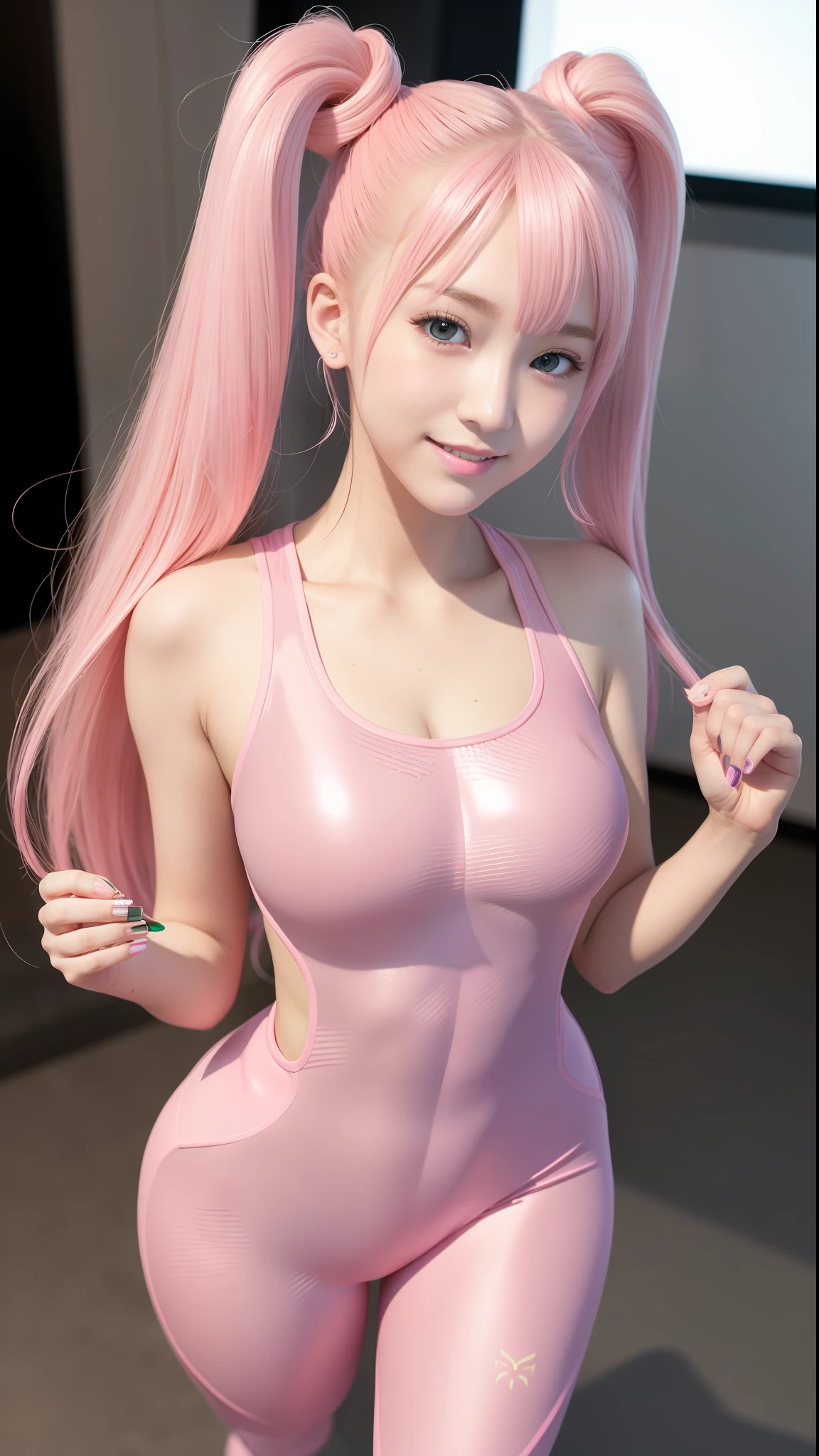 ulzzang-6500-v1.1,(Raw Photos:1.2),((Photorealistic:1.4)),Top Quality,Masterpiece, Illustration, Very delicate and beautiful, Highly detailed CG ,Unity,8k wallpaper, amazing, fine details, official art,highly detailed CG Unity 8k wallpaper,absurd, incredibly absurd, huge file size, ultra detail, high resolution, Beautiful Detailed Girl, Very Detailed Eyes and Face, Beautiful Detailed Eyes,Face Light,Movie Lighting,((Very Pink Tight Suit Clothes)),1 Girl,Full Body,Full Body Shot,Watch Viewer,((Light Pink Hair))、Red Eyes,((blissful))、Most Detailed Background, ((Student Uniform)), (Smile), (Smile), With Twin Tails,Longsword,14 years old