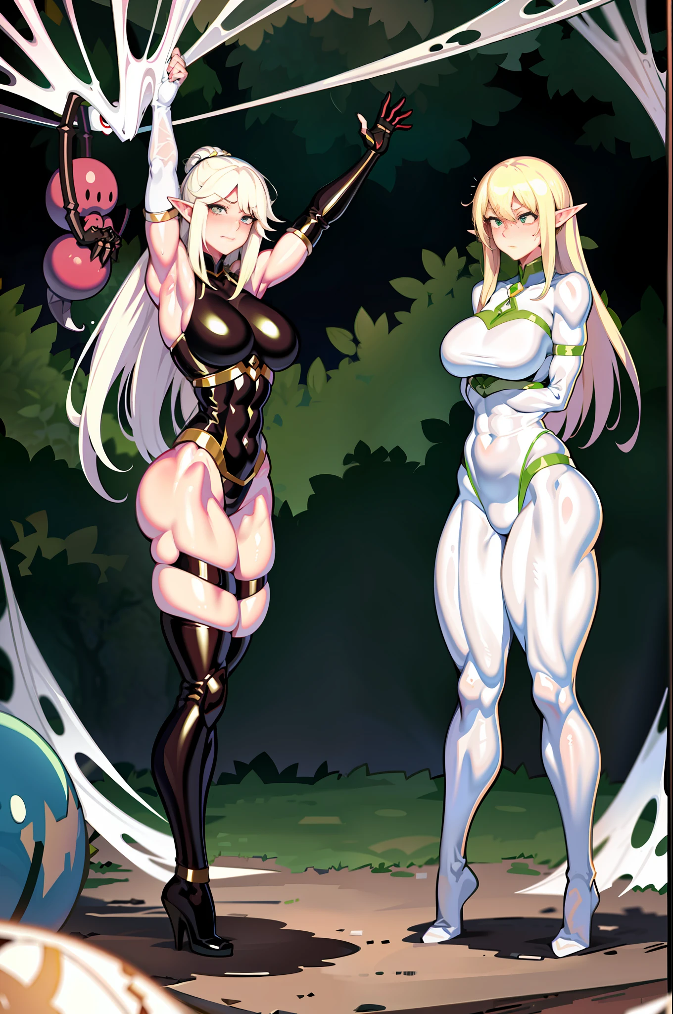 1girl, blonde hair, spider, spider web, silk, green eyes, konosuba, big breasts, waifu, muscular, flushed, embarrassed, elf
masterpiece, best quality, highly detailed, error-free, well detailed, extremely well done