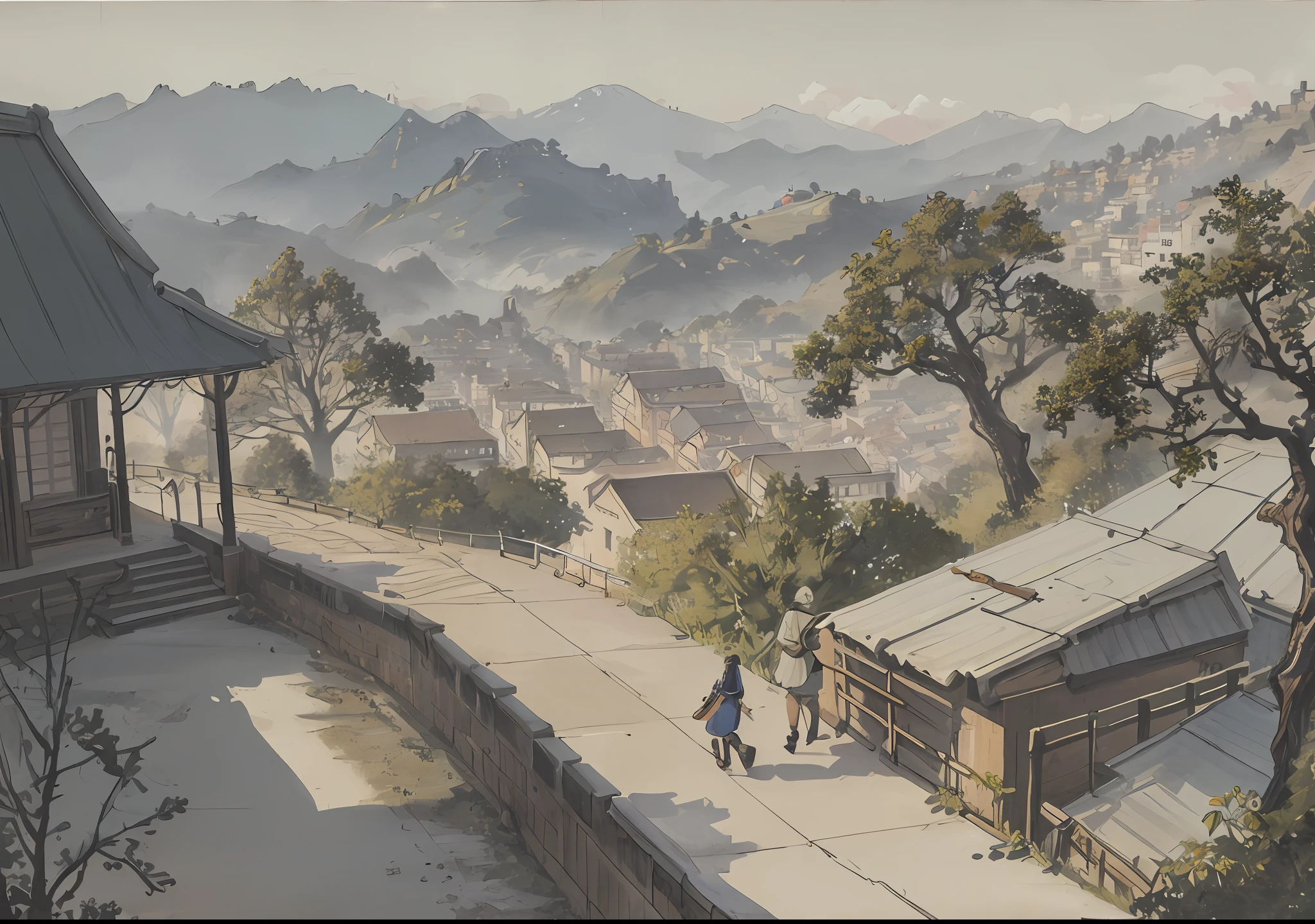 Using top quality 8K urban landscapes, realistic lighting: 1.3 and clear focus: 1.2, urban buildings and natural greenery harmonize. Vivid landscape painting in the daytime.