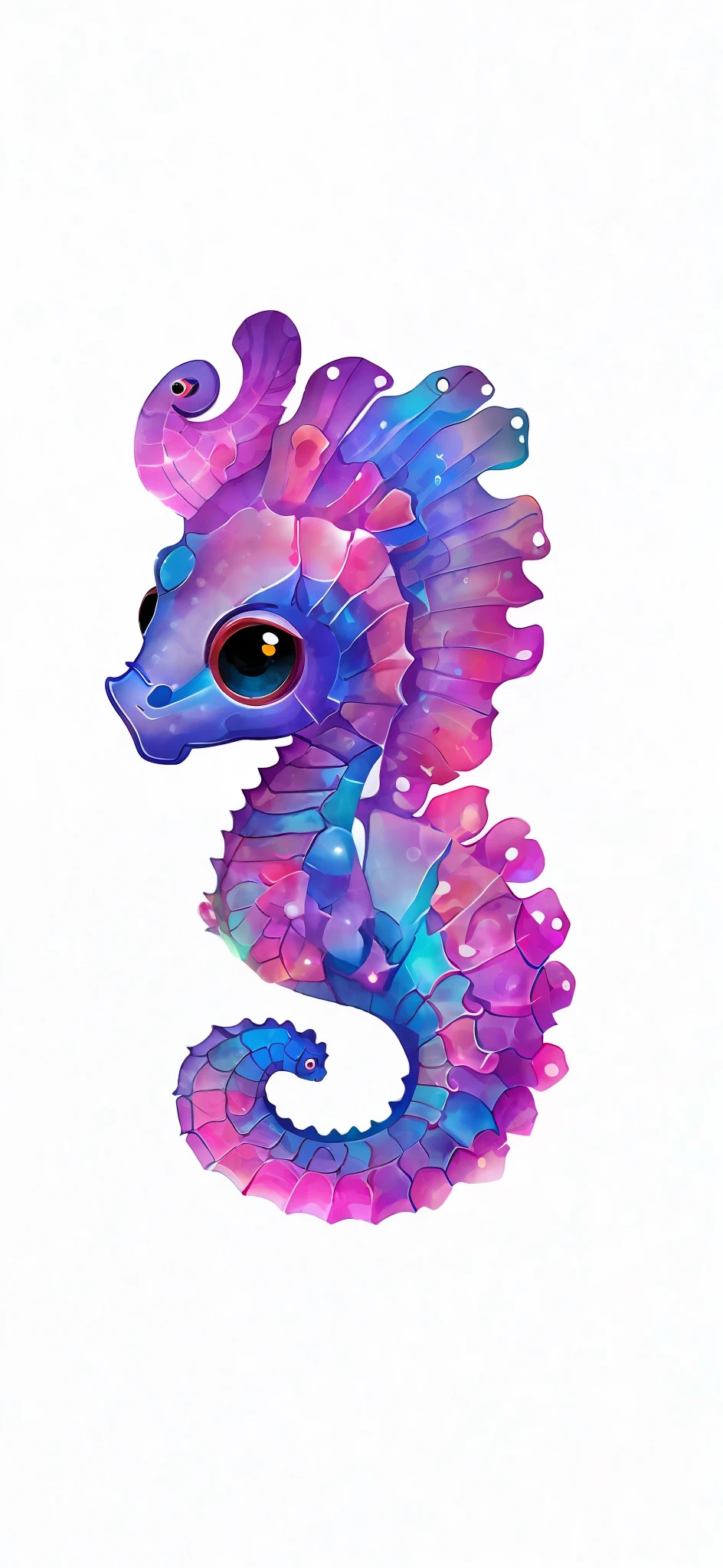 ((Seahorse + Future): 1.2), luminous lighting effect, full score for technology, cuteness, obvious sense of futurism, cyberpunk, full score for details