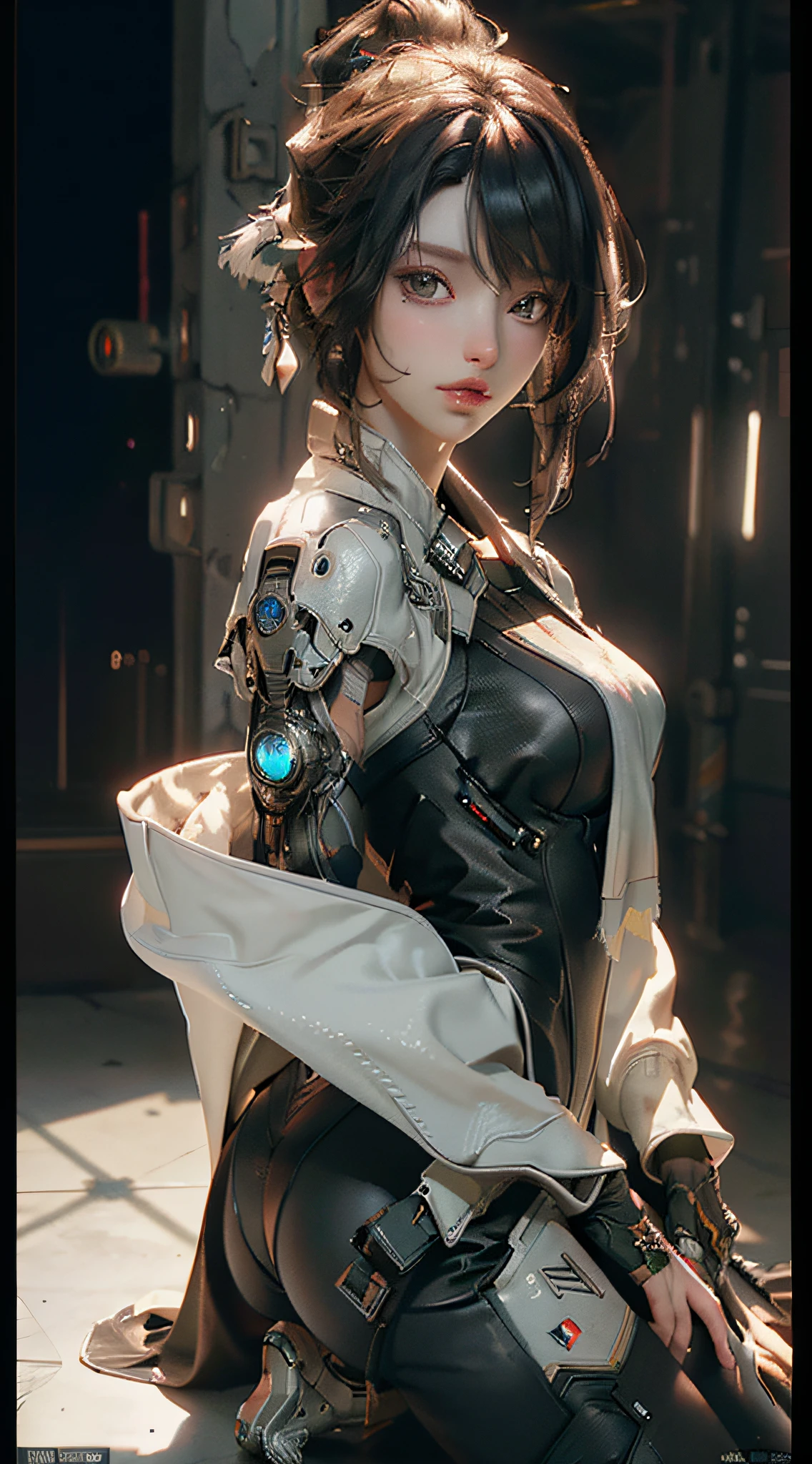 ((Best quality)), ((masterpiece)), (detailed:1.4), 3D, an image of a beautiful cyberpunk female,HDR (High Dynamic Range),Ray Tracing,NVIDIA RTX,Super-Resolution,Unreal 5,Subsurface scattering,PBR Texturing,Post-processing,Anisotropic Filtering,Depth-of-field,Maximum clarity and sharpness,Multi-layered textures,Albedo and Specular maps,Surface shading,Accurate simulation of light-material interaction,Perfect proportions,Octane Render,Two-tone lighting,Wide aperture,Low ISO,White balance,Rule of thirds,8K RAW,