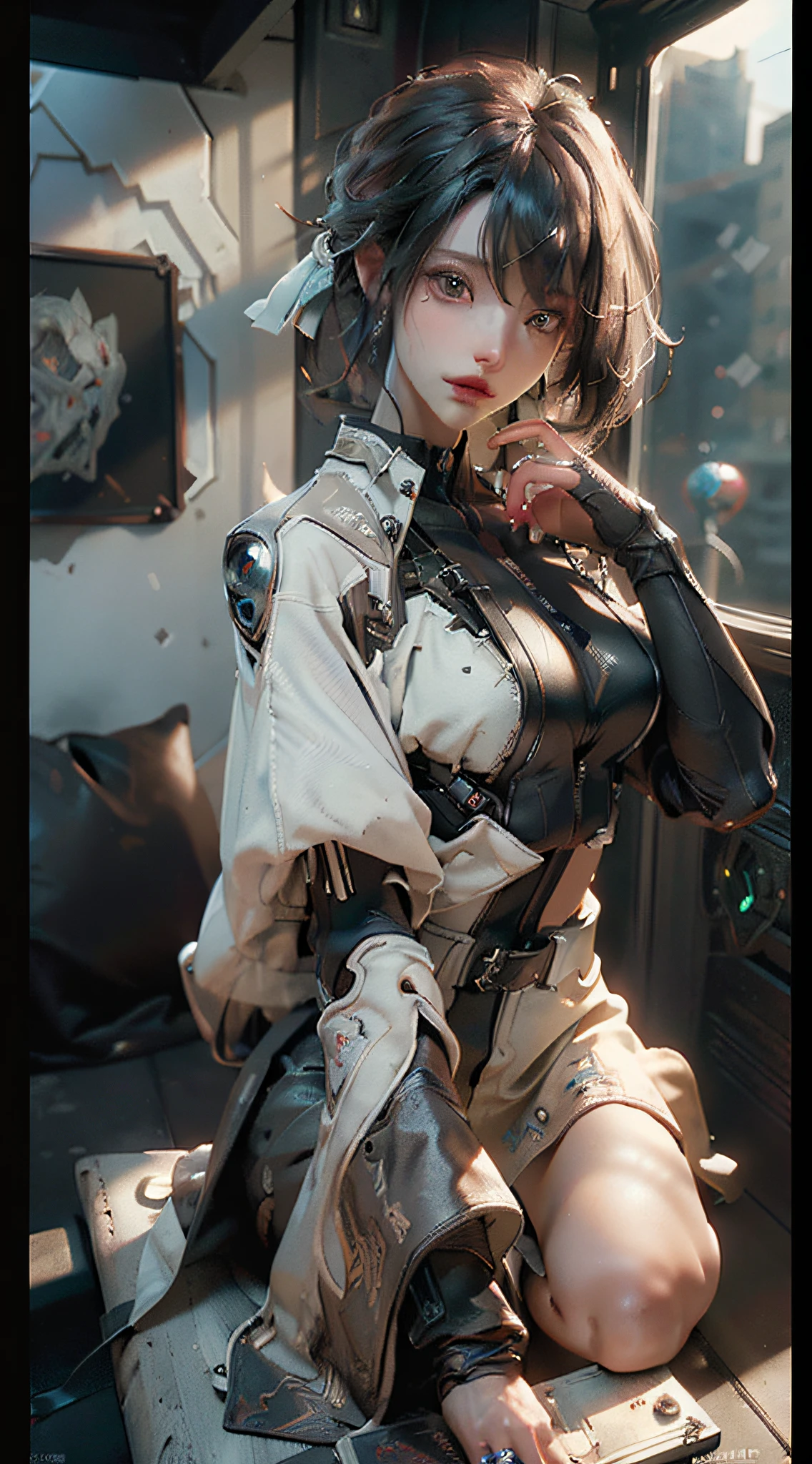 ((Best quality)), ((masterpiece)), (detailed:1.4), 3D, an image of a beautiful cyberpunk female,HDR (High Dynamic Range),Ray Tracing,NVIDIA RTX,Super-Resolution,Unreal 5,Subsurface scattering,PBR Texturing,Post-processing,Anisotropic Filtering,Depth-of-field,Maximum clarity and sharpness,Multi-layered textures,Albedo and Specular maps,Surface shading,Accurate simulation of light-material interaction,Perfect proportions,Octane Render,Two-tone lighting,Wide aperture,Low ISO,White balance,Rule of thirds,8K RAW,