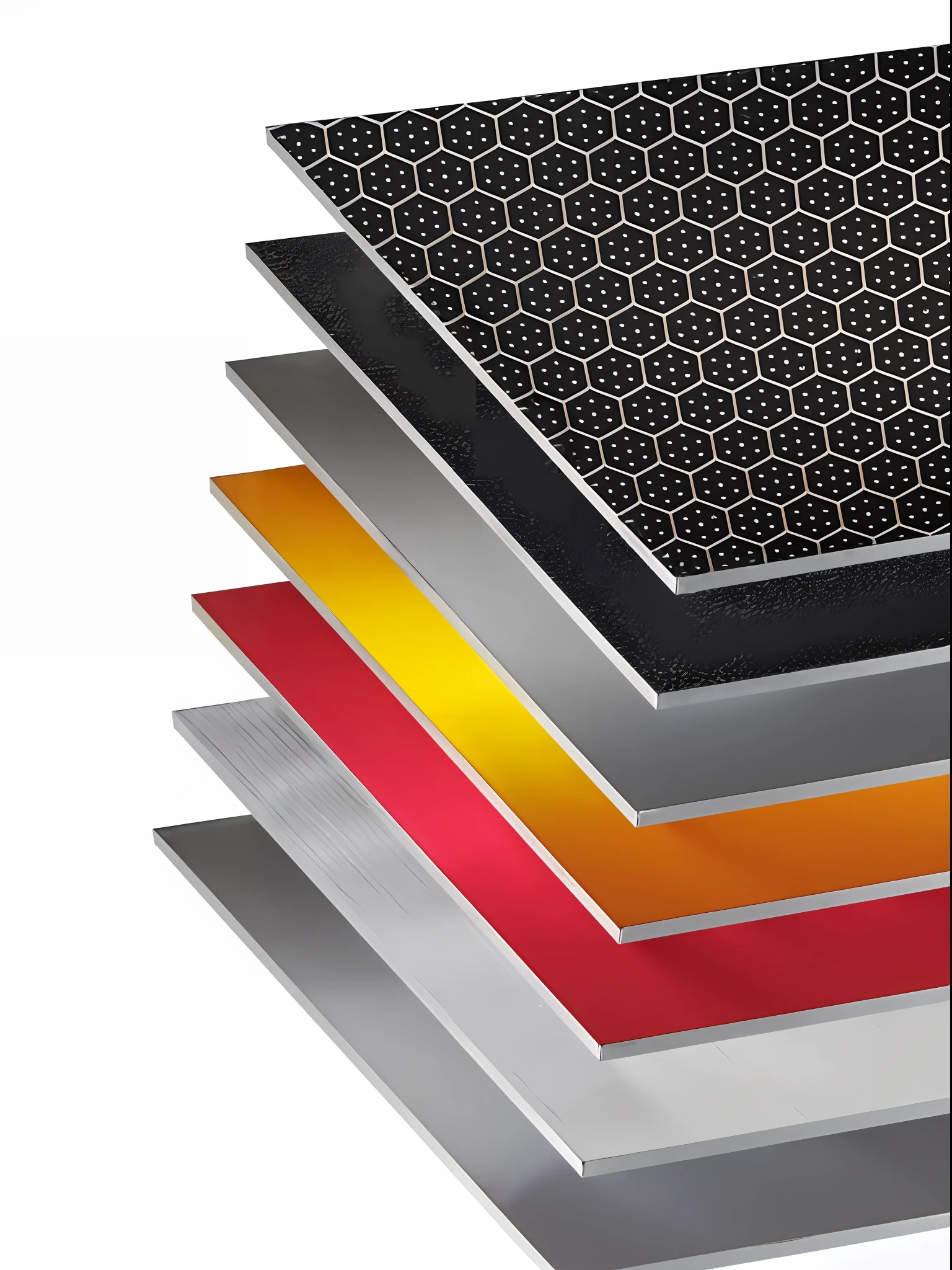 a close up of a stack of different colored sheets of metal, solid colours material, metal surfaces, metal hard surfaces, high detail materials, colored layers, metal panels, laquer and steel, shiny materials, synthetic materials, metallic surfaces, 3 d material, different textures and materials, shiny reflective surfaces, material study, made of high tech materials, hard surface