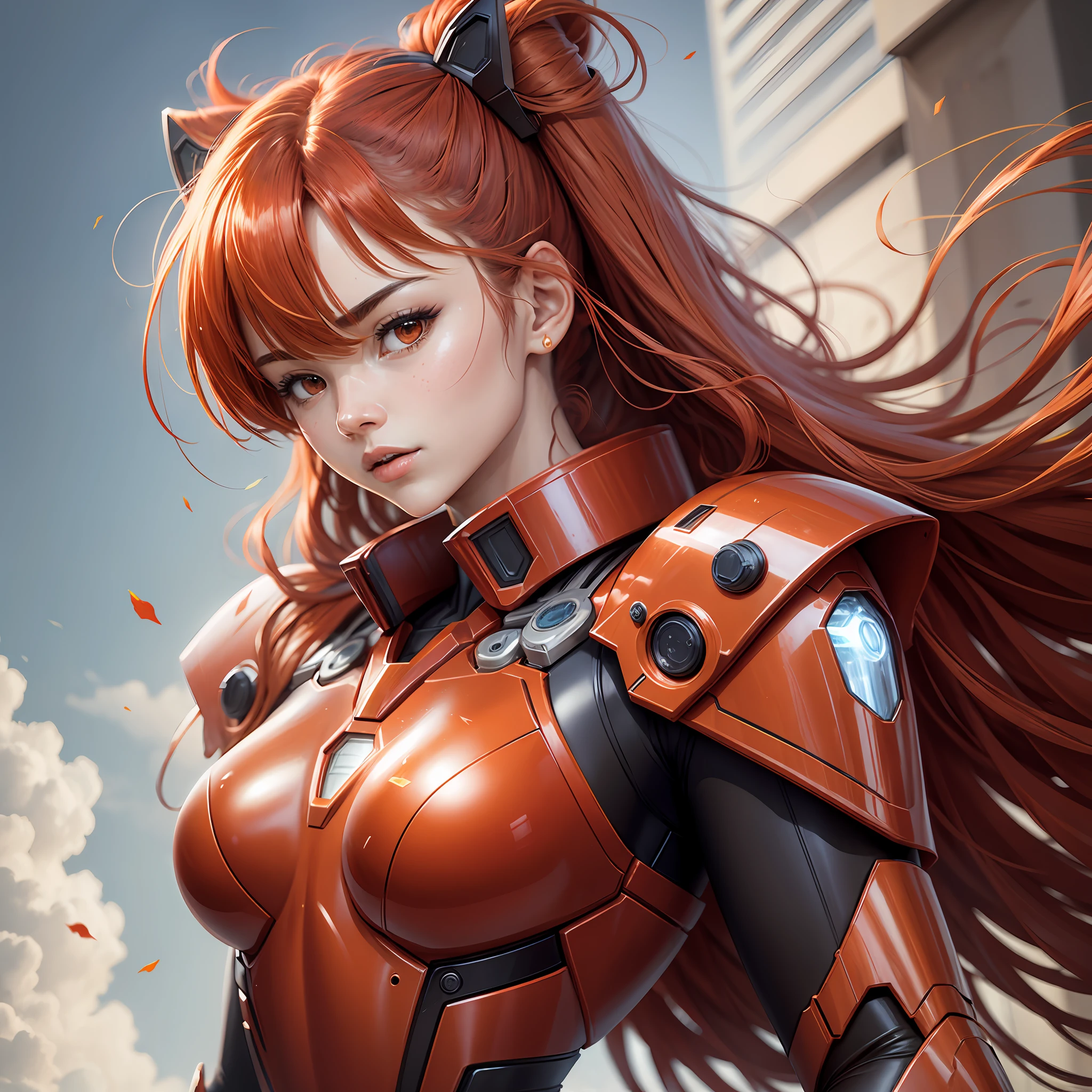 Masterpiece, Best Quality, Best Quality, Soryu Asuka Langley, Asuka, Iron Woman Suit, Face, Red Mecha Suit --auto --s2