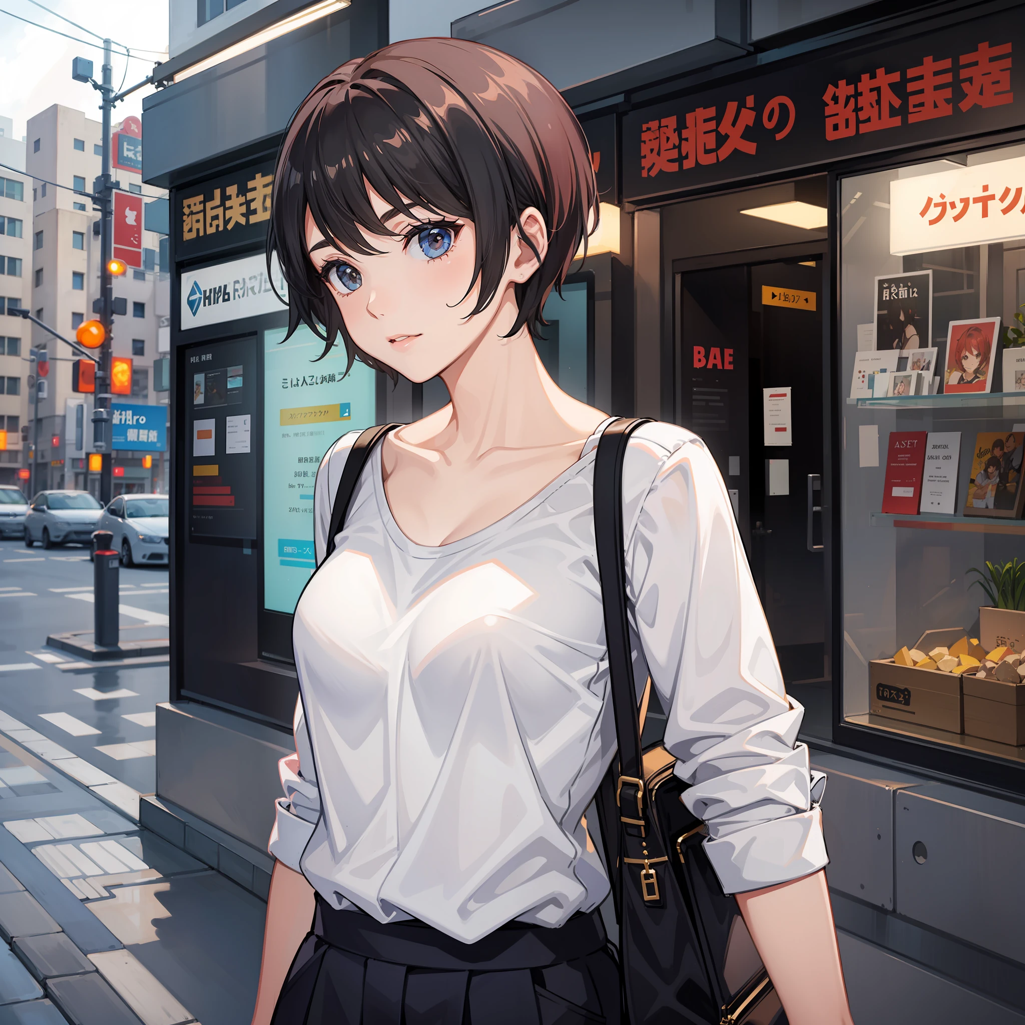 woman, stylish, short-haired, boyish,