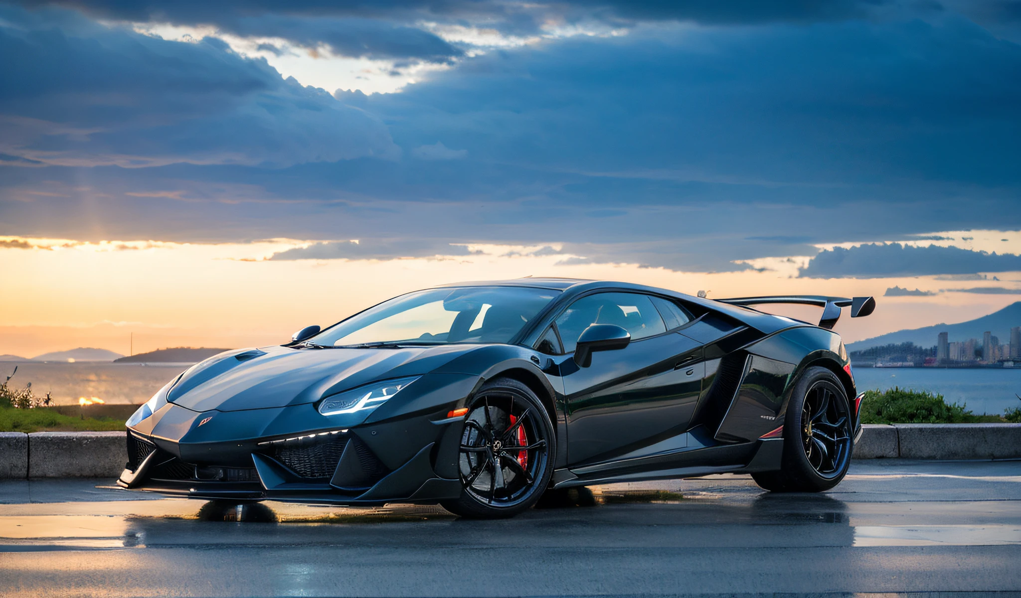 (Raw picture:1.2), (Photorealistic:1.4), Beautiful detailed car, huge file size, ultra detail, high resolution, highly detailed, best quality, masterpiece,,highly detailed, cg, unification, 16k wallpaper, amazing, fine detail ,masterpiece, best quality, highly detailed cg16k wallpaper, light, movie lighting, full shooting, custom sports car, lamborghini black, full shooting, Gorgeous night view taken in Tokyo, beautiful clouds with magnificent background and scenery