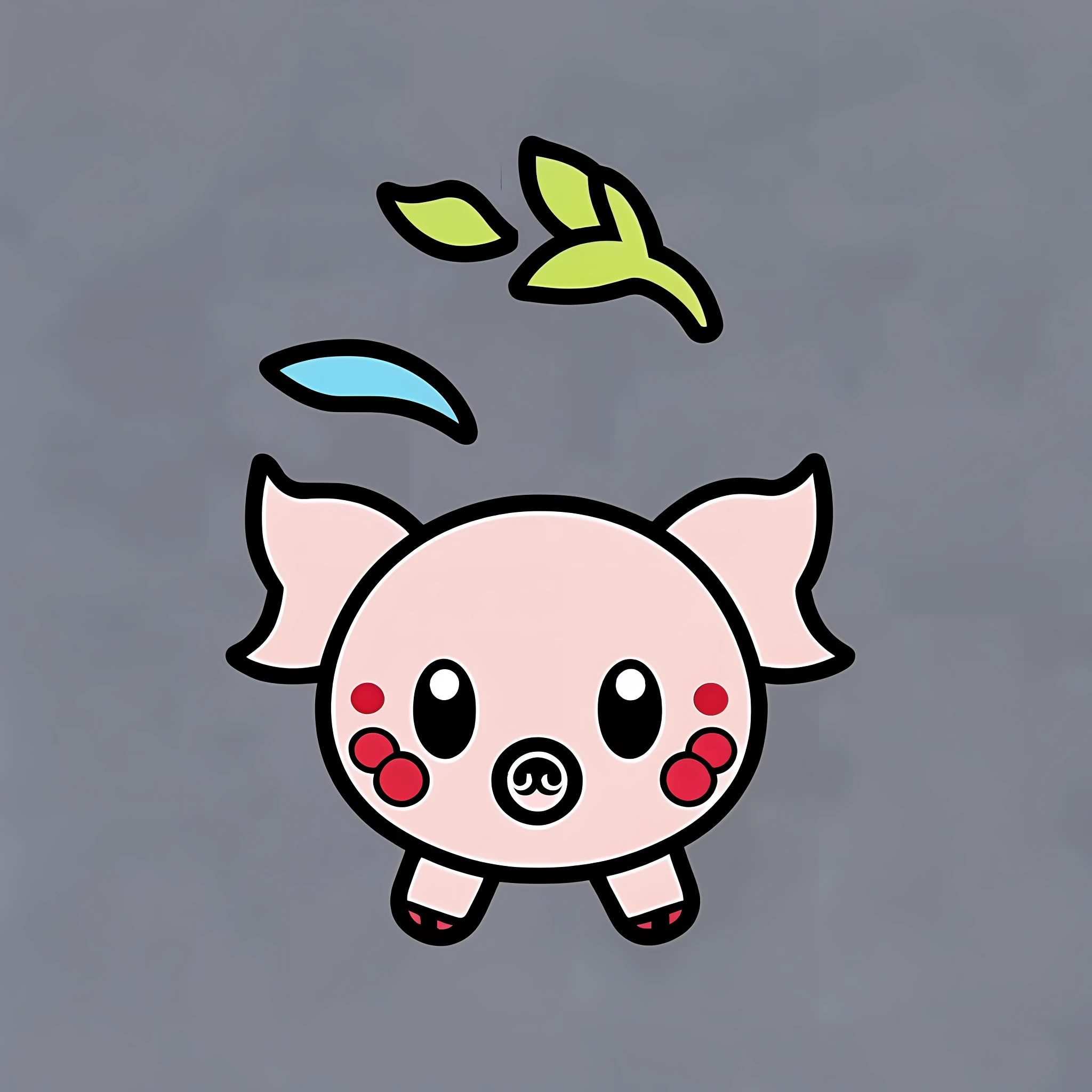 Cute totem wind flying piglet, easy to doodle, FLYP letter logo, lively color, can be used as an icon.