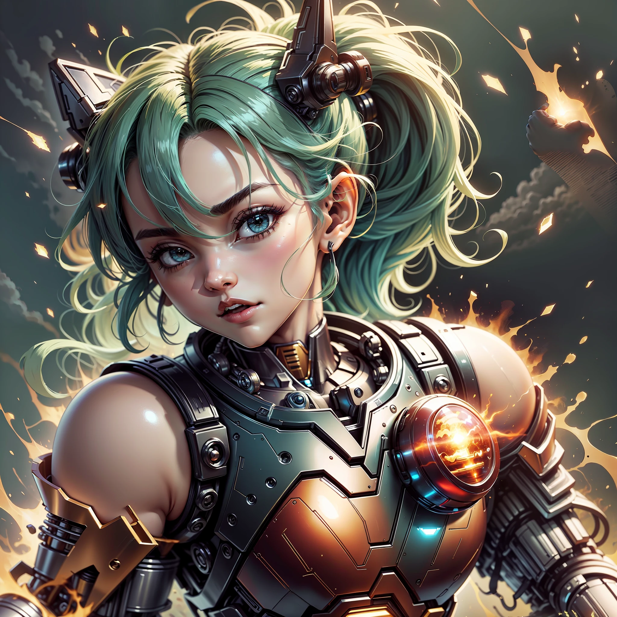Masterpiece, Best Quality, Best Quality, Dragon Ball, Bulma, Iron Woman Suit, Face, Mecha Suit, Solo, 1 Girl --auto --s2