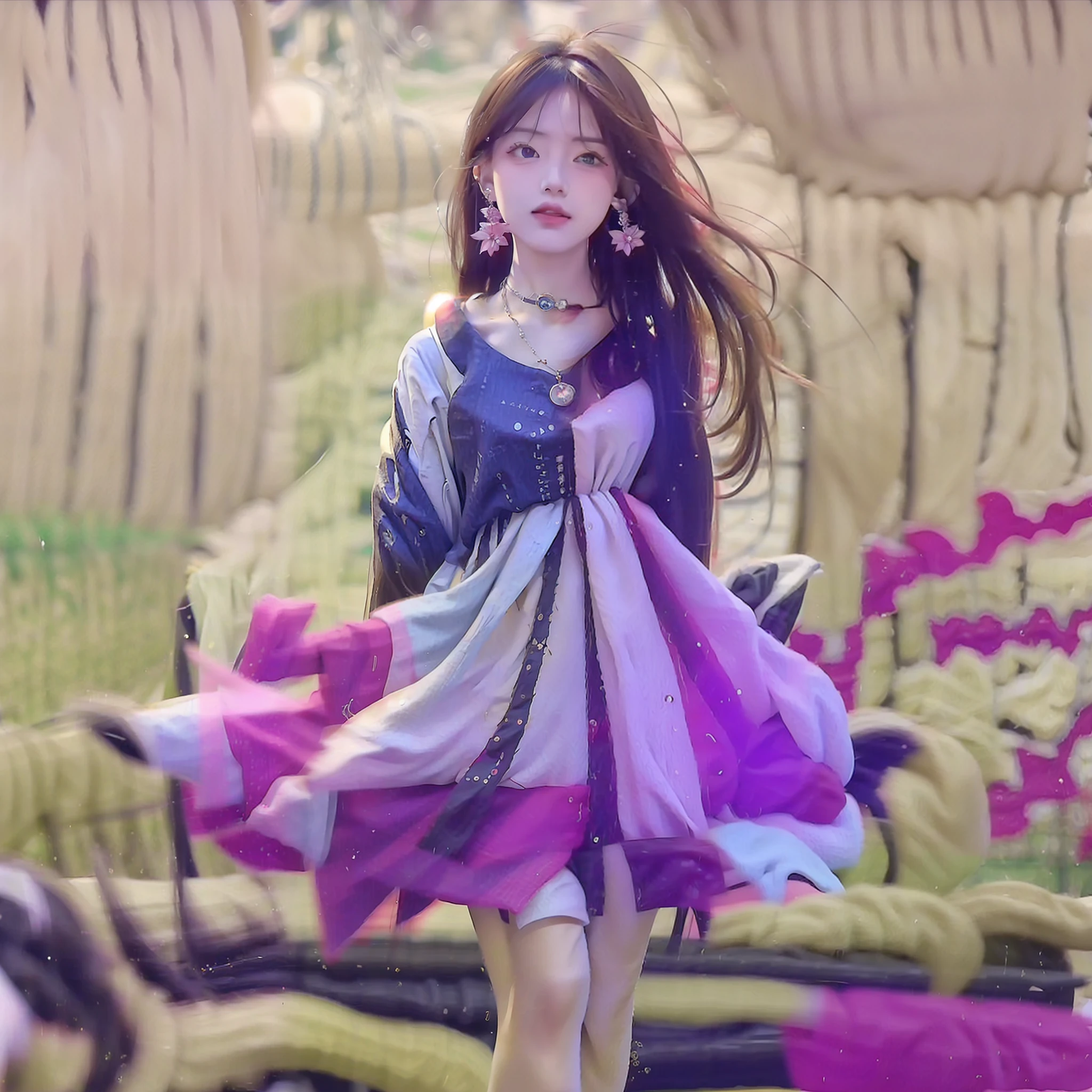(8k, RAW Photo: 1.2), 1 Girl, (Long hair: 1.31), earrings, hair rings, necklaces, cinematic lighting, best quality, ultra high resolution, (realistic: 1.3), POV, (solo: 1.1), (looking at the audience: 1.331), (parted lips: 1.1), (eyelashes: 1.1), (pleasure: 1.21), (depth of field: 1.1), lens flare, (chromatic aberration: 1.1), (caustics: 1.1), (scattered glowing petals: 1.331), ulzzang-6500-v1.1, ((dream asymmetrical dress))), (full body)), ((high heels))