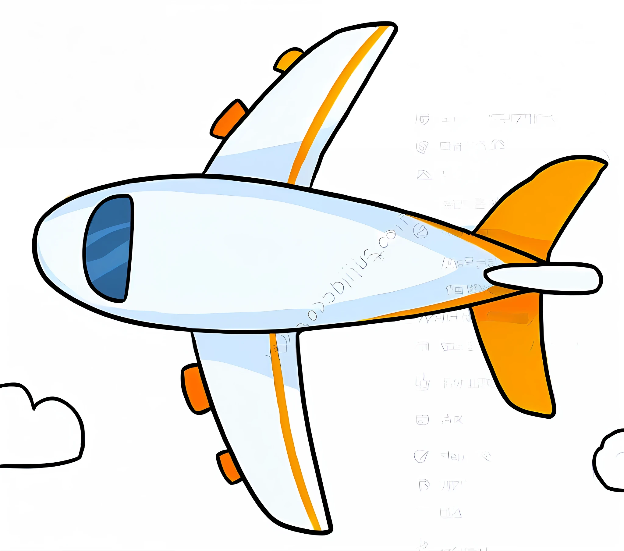 One cartoon plane flying in the sky with clouds around, airplane illustration, airplane, airplane, another for flying, wangchen, airplane, flying plane, airplane in the sky, airplane, airplane lights, airplane