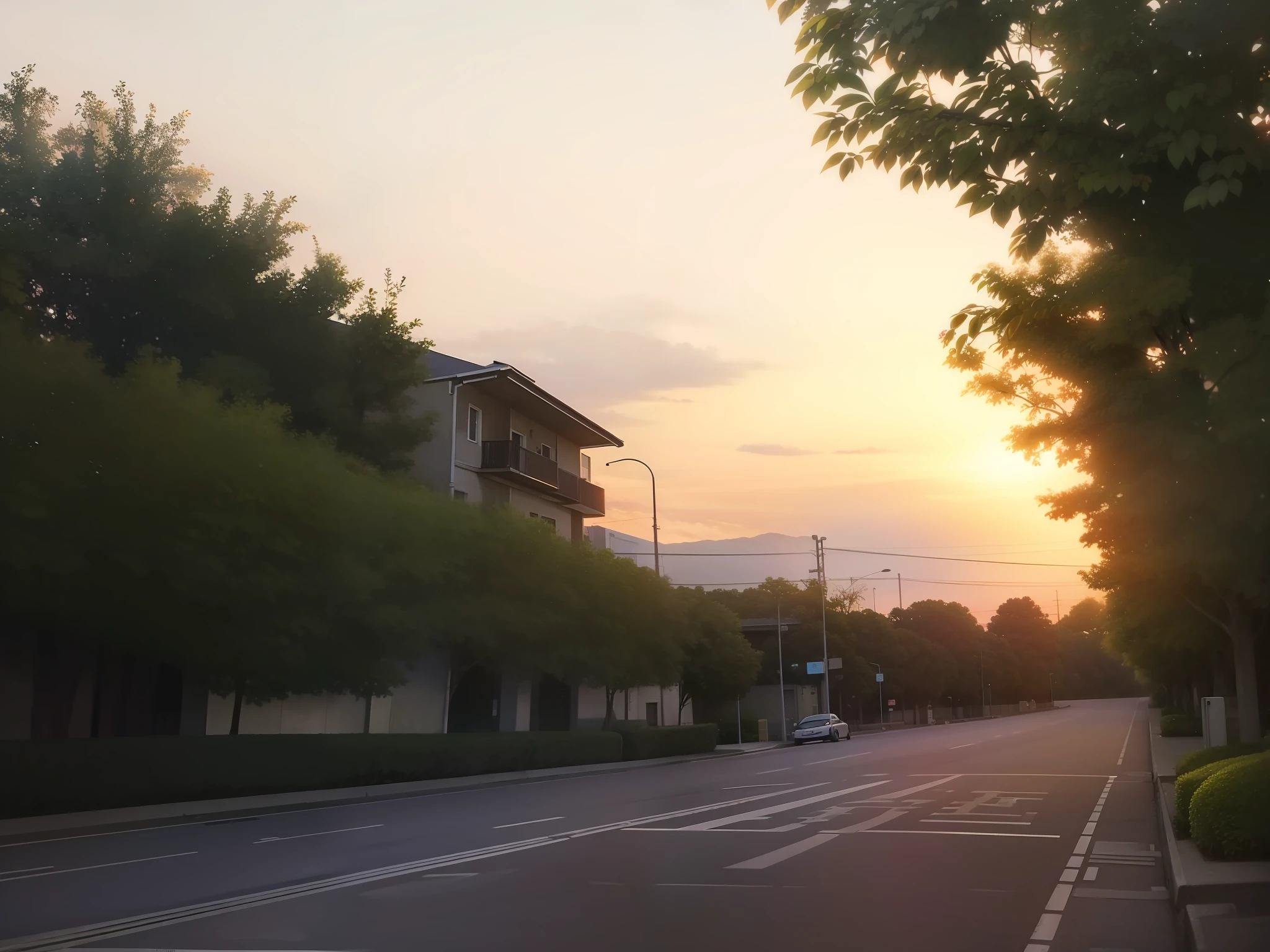 Landscape view, the sky is the sunset