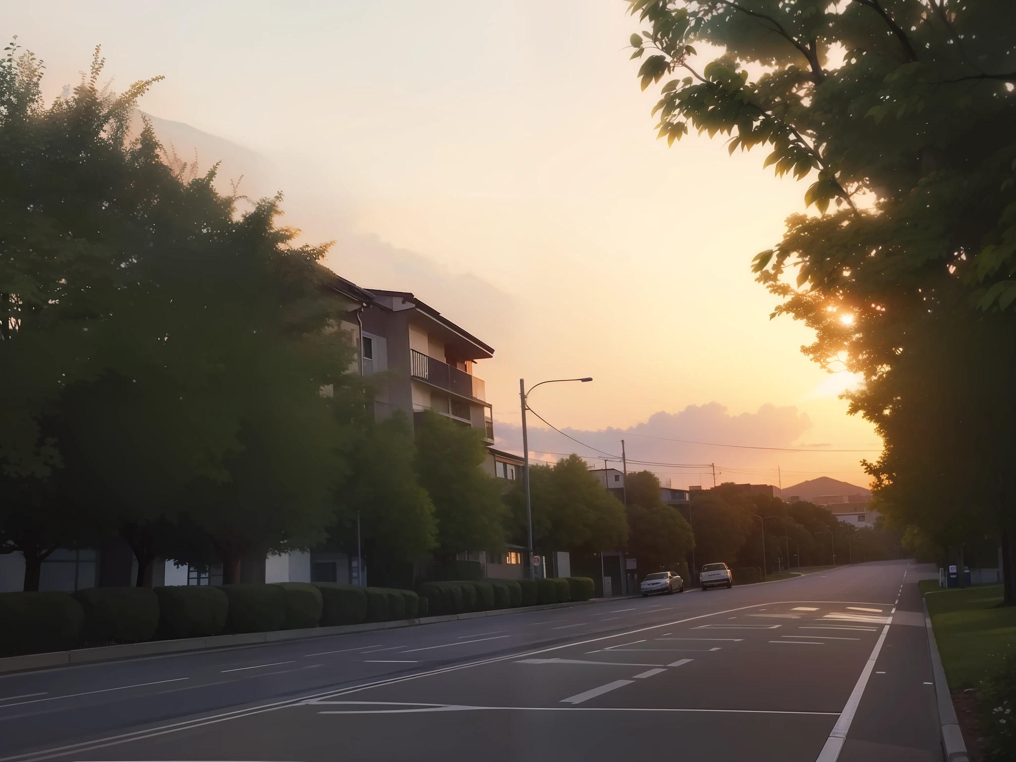 Landscape view, the sky is the sunset