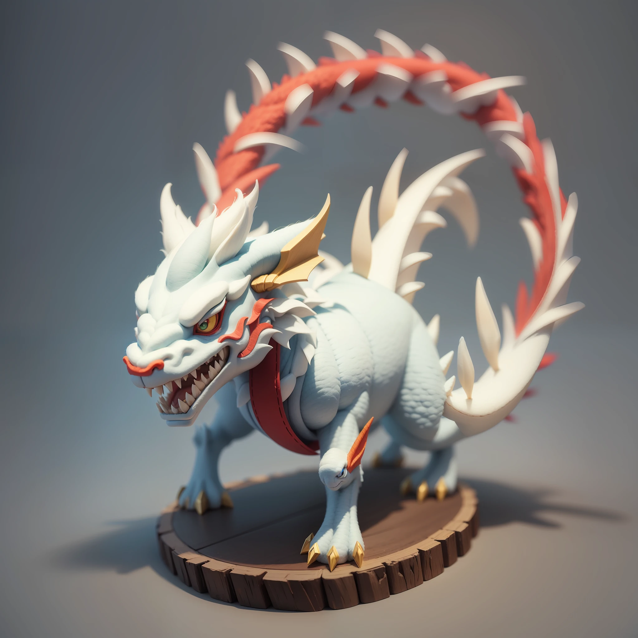 3d model, Chinese dragon, white background, made of felt, needle felt, needle felt art --auto --s2