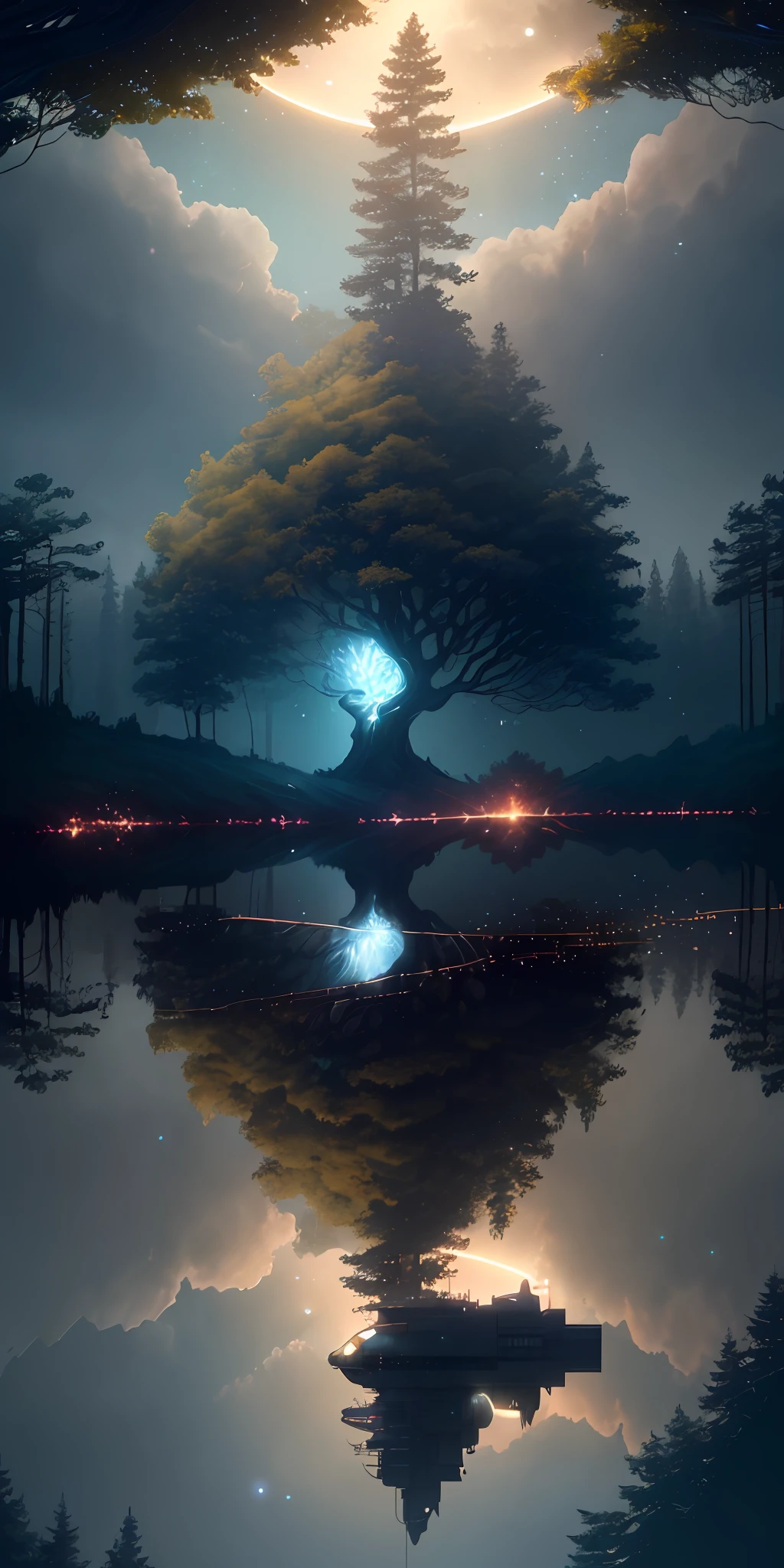 Masterpiece, best quality, (very detailed CG unity 8k wallpaper), (best quality), (best illustration), (best shadows), glow sprite, with a glowing deer, in the swimming pool Drinking water, natural elements in the forest theme. Mysterious forest, beautiful forest, nature, surrounded by flowers, delicate leaves and branches surrounded by fireflies (natural elements), (jungle theme), (leaves), (twigs), (fireflies), (particle effects) etc. 3D , Octane rendering, ray tracing, super detailedSky, Clouds, holding_weapon, no_humans, Glow, giant mechanical _ trees , city with tall trees _Architecture, “sky, cloud, glowing, big trees ,comunity,joy, ghost elephants, robot, cybernetic _trees, tree_mech, sci-fi, cityscape, realistic, mechanical” Science Fiction, Cities, Rendered in Octane, hyper realistic, 8k, epic composition, cinematic, octane render, artstation landscape vista photography by Carr Clifton & Galen Rowell, 16K resolution, Landscape veduta photo by Dustin Lefevre & tdraw, 8k resolution, detailed landscape painting by Ivan Shishkin, DeviantArt, Flickr, rendered in Enscape, Miyazaki, Nausicaa Ghibli, Breath of The Wild,,trending in artstation, cgsociety, 8k post-processing highly detailed,Junji Murakami, Mucha Klimt, Sharandula, Hiroshi Yoshida, Tom Bagshaw, Ross Tran, Artgerm,Craig Mullins,dramatic,Junji Murakami, moody lighting rendered by octane engine,characters 8K symmetrical arstation, cape,cinematic lighting, intricate details, 8k detail post processing, hyperealistic, octane rend, Zdzisław Beksiński style, ar 2:3 Reality Reality –auto –v6 –s2Finetuned Model Leonardo Diffusion –Leonardo style –Prompt Magic v2 –high contrast –Prompt Magic Strength 0.40 –1024x1024Px –Guidance Scale 7 –Graphics Engine 5 –3D –Graphics Midjourney --Resize image –Full body –full frame –ar 2:4 –auto –s2